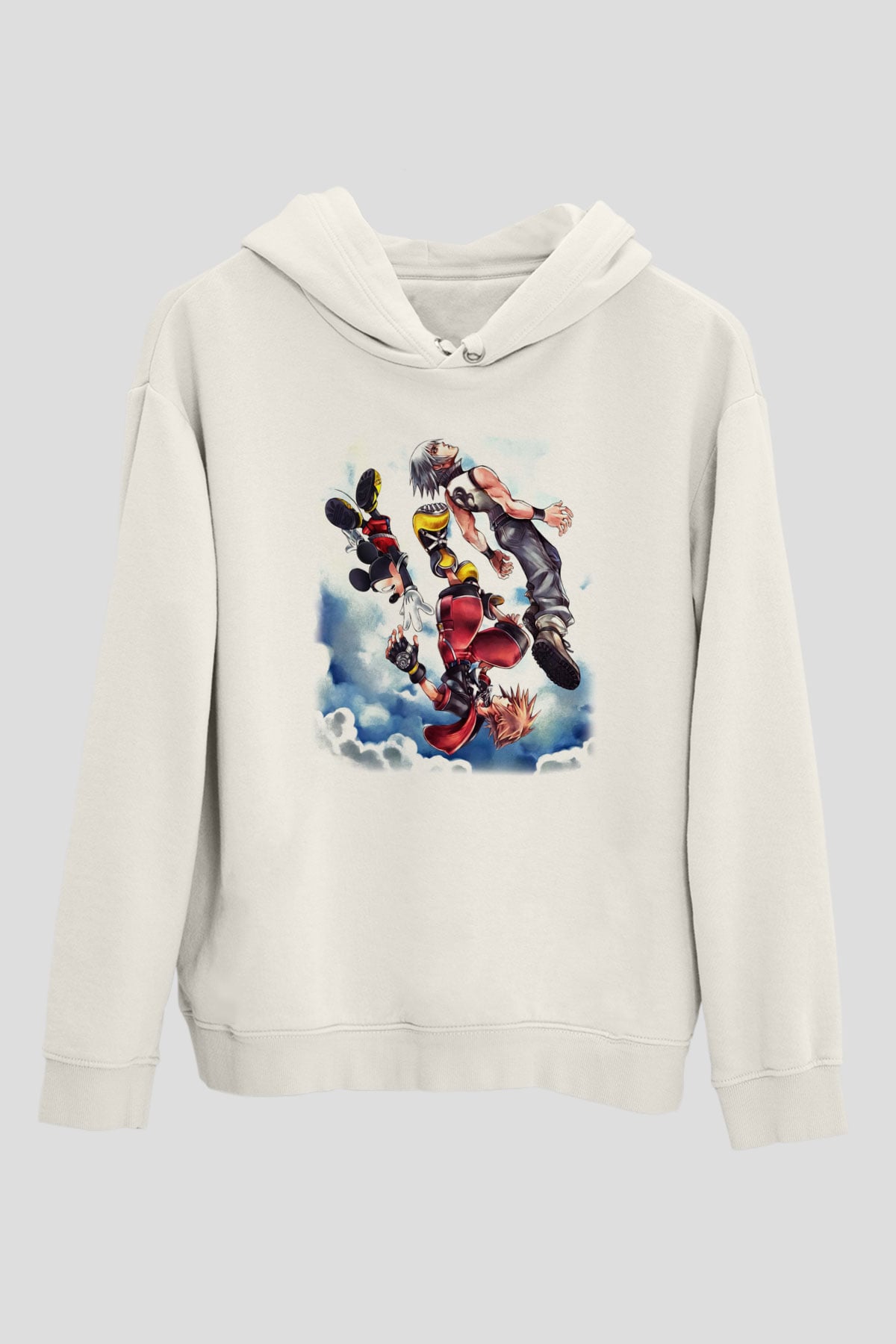 Kingdom Hearts Beyaz Unisex Hoodie
