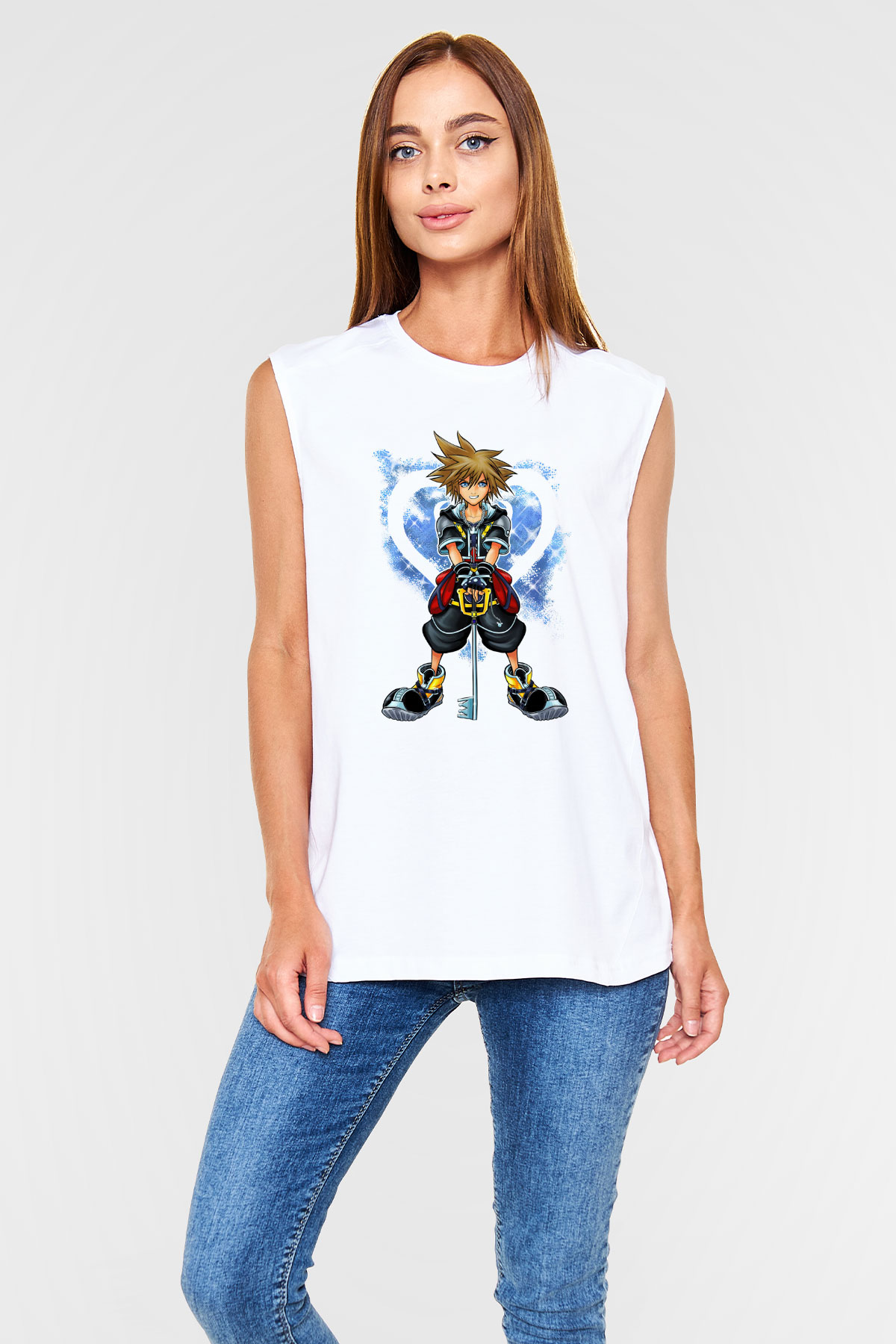 Kingdom Hearts Beyaz Unisex Kolsuz Tişört