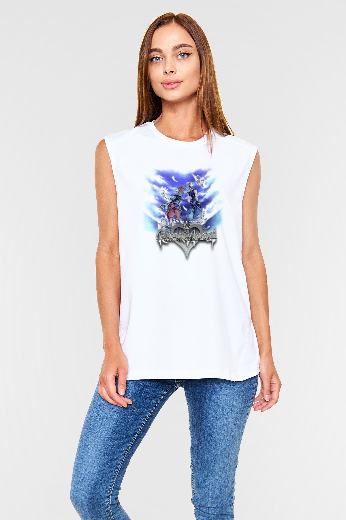 Kingdom Hearts Beyaz Unisex Kolsuz Tişört