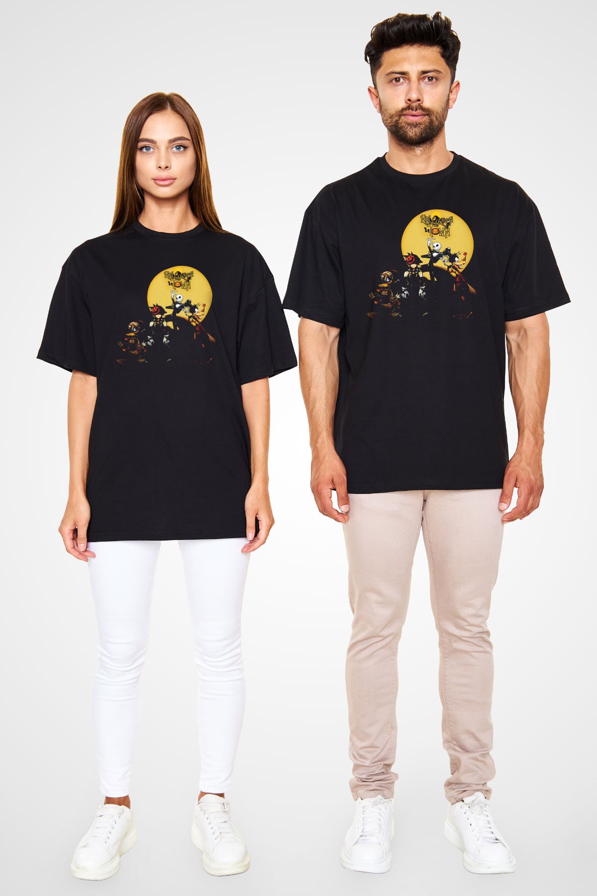 Kingdom Hearts Siyah Unisex Oversize Tişört T-Shirt