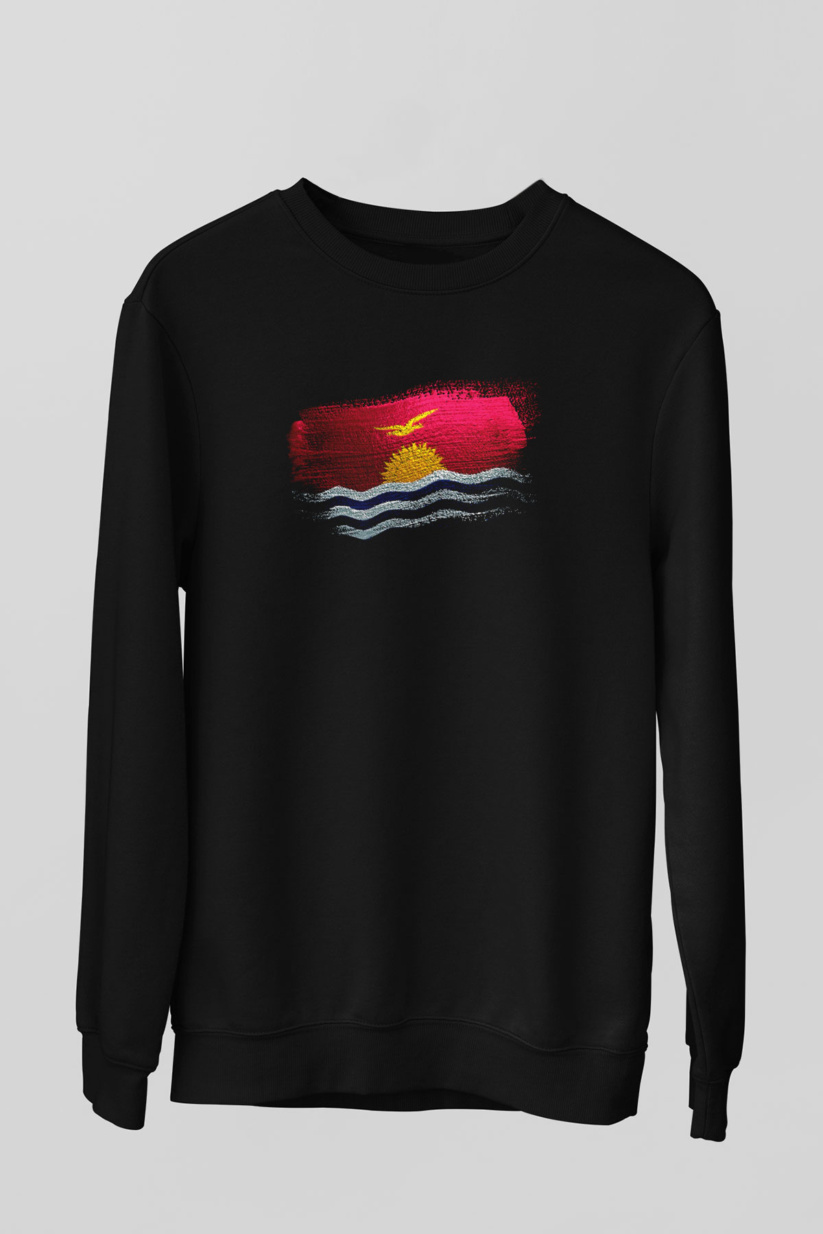 Kiribati Bayrağı Baskılı Unisex Siyah Sweatshirt