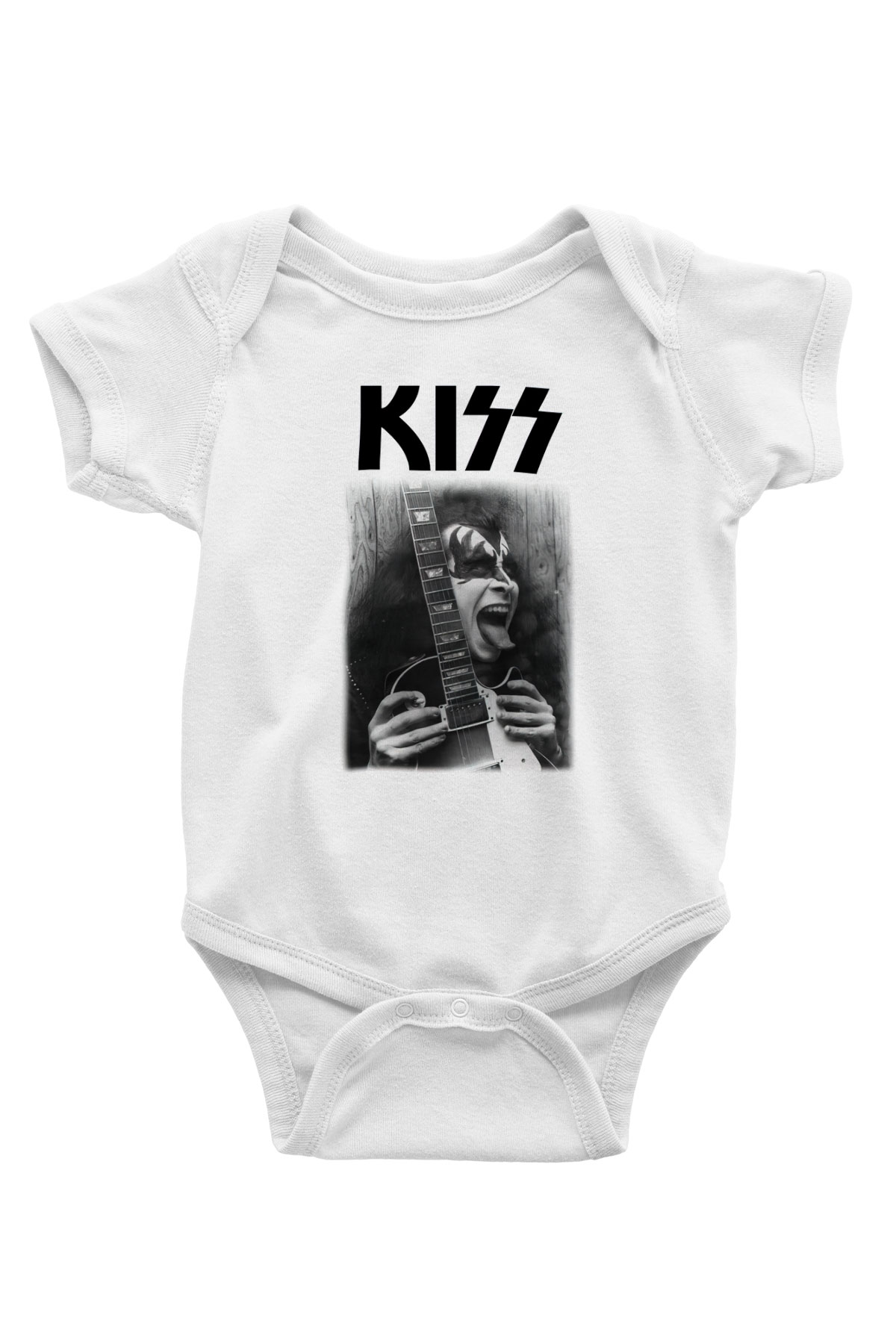 Kiss Baskılı Beyaz Unisex Bebek Body - Zıbın