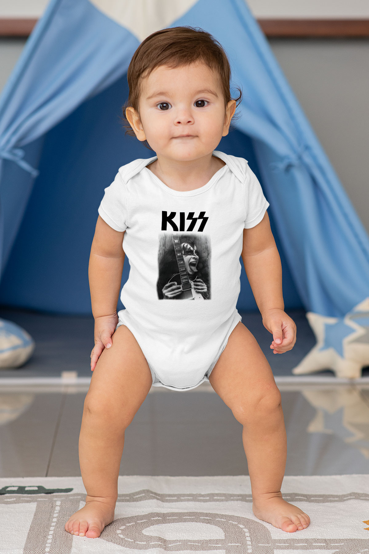 Kiss Baskılı Beyaz Unisex Bebek Body - Zıbın