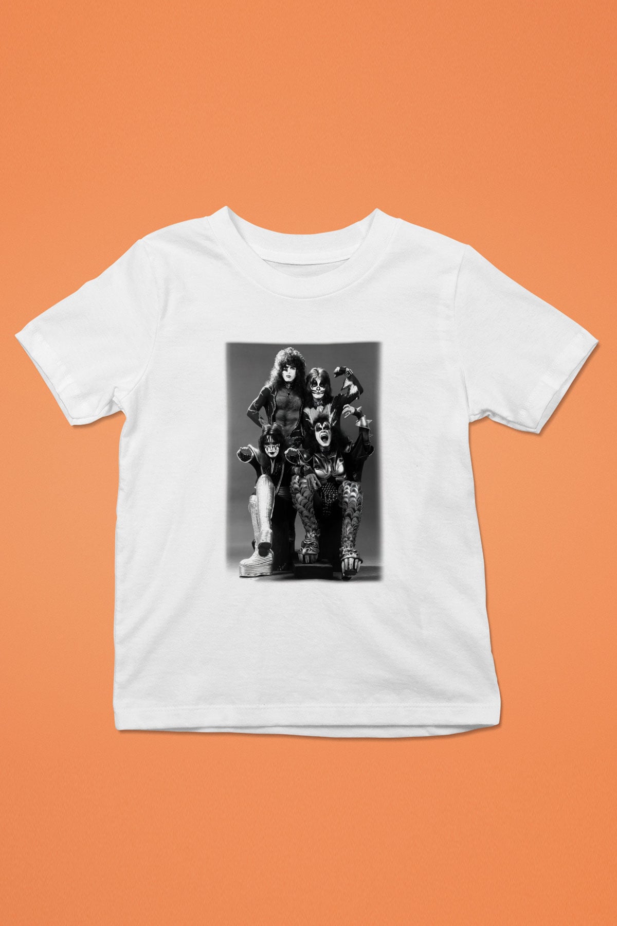 Kiss Baskılı Beyaz Unisex Çocuk Tişört