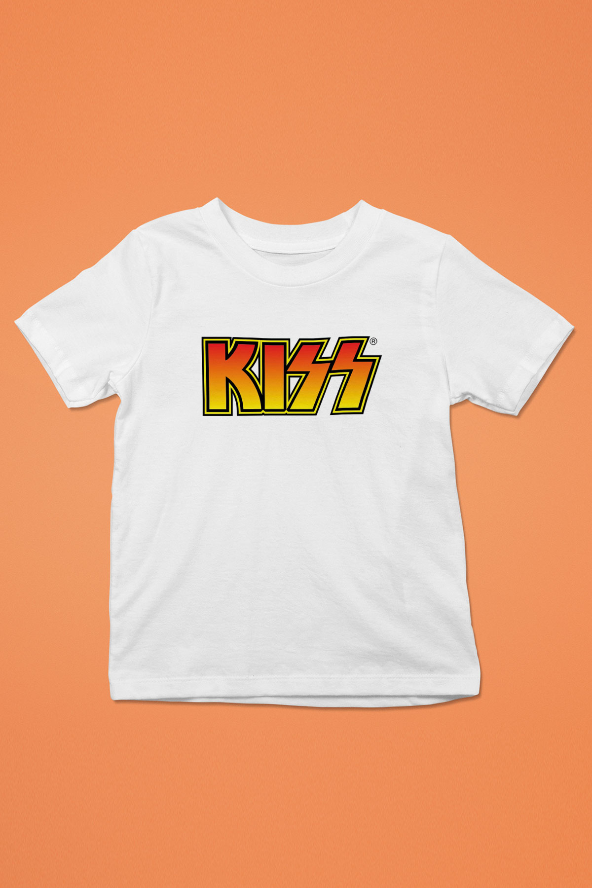 Kiss Baskılı Beyaz Unisex Çocuk Tişört