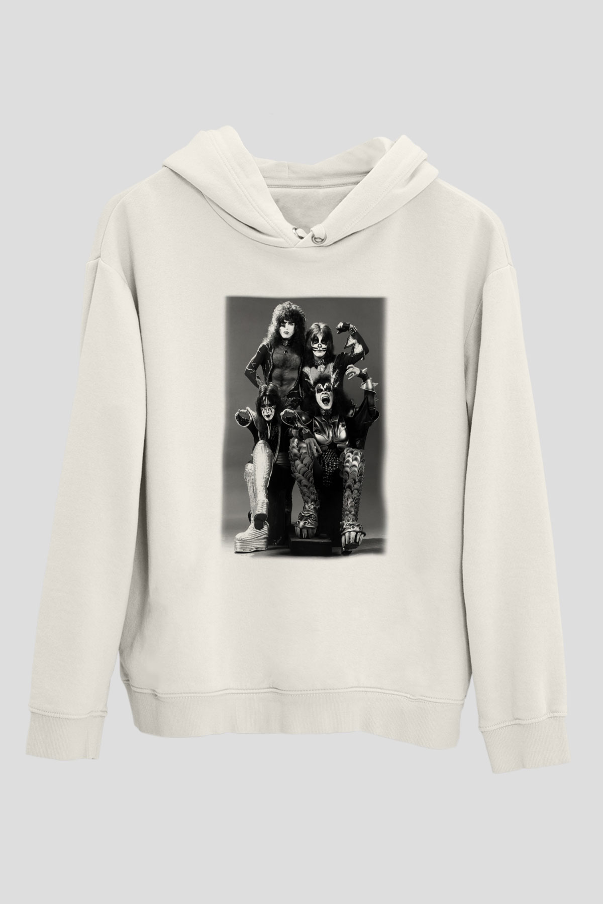 Kiss Beyaz Unisex Kapşonlu Sweatshirt