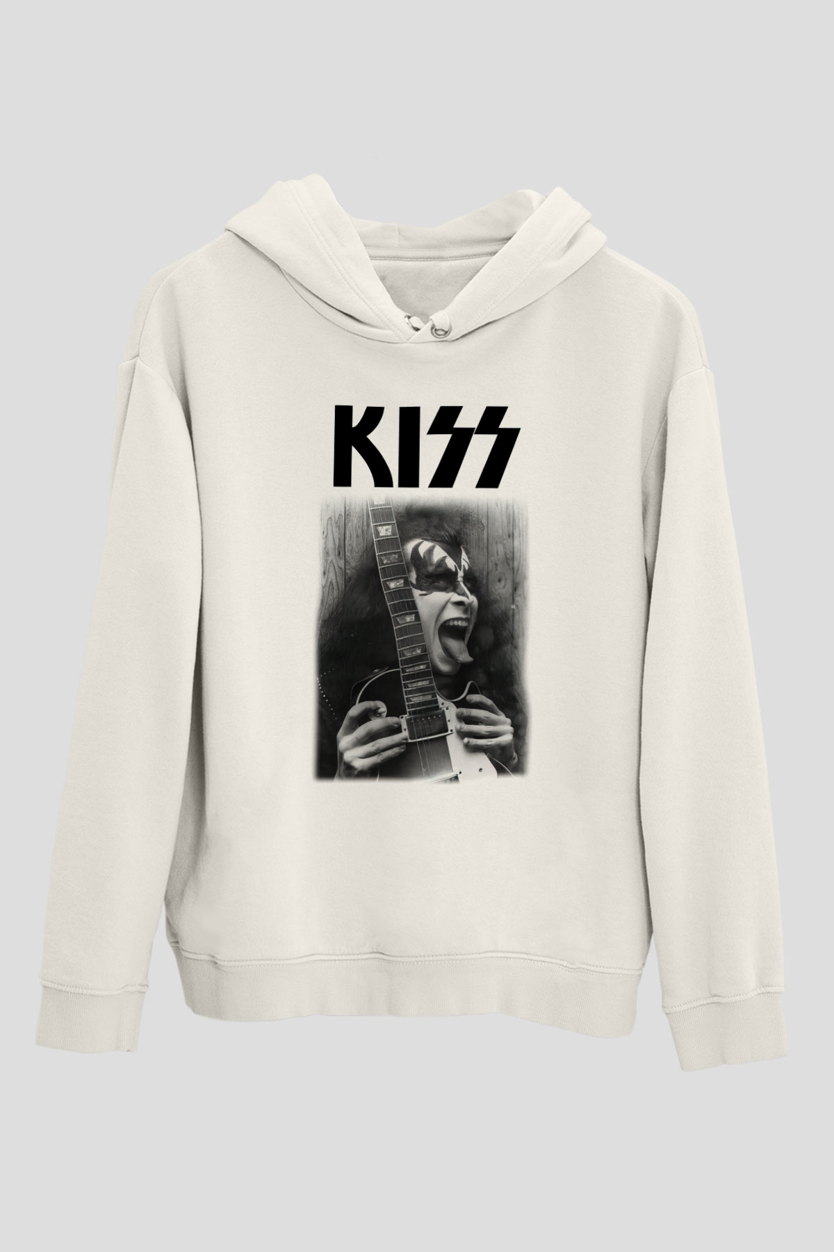 Kiss Beyaz Unisex Kapşonlu Sweatshirt