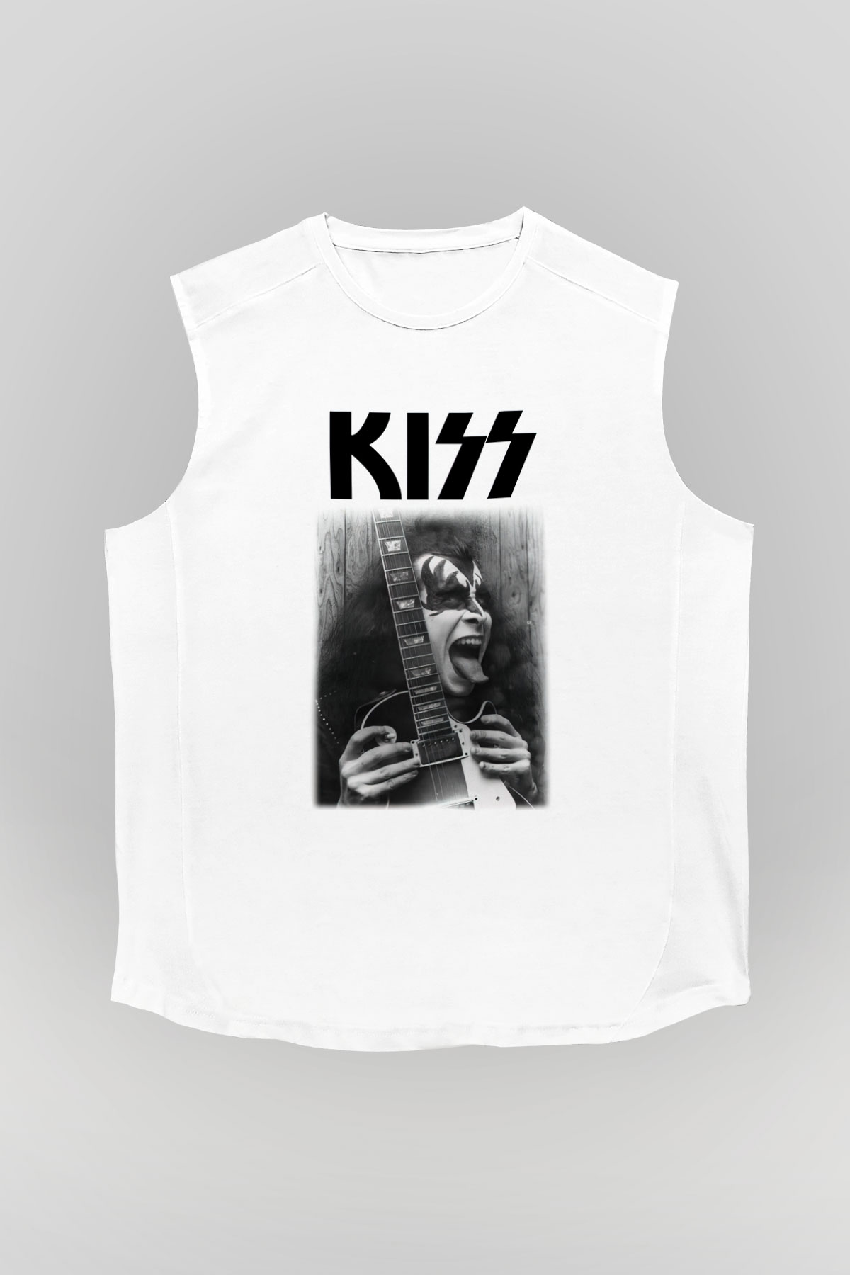 Kiss Beyaz Unisex Kolsuz Tişört