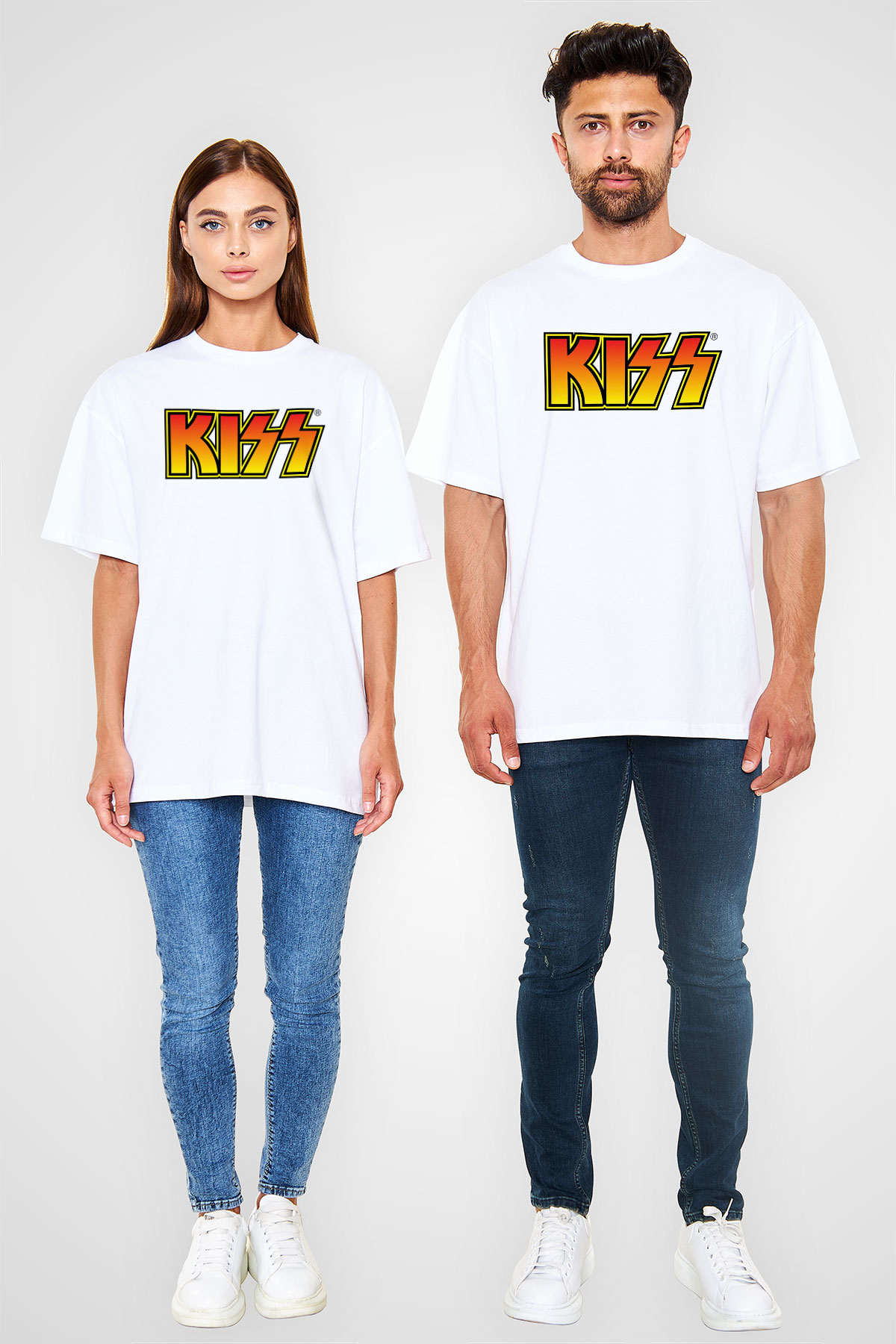 Kiss Beyaz Unisex Oversize Tişört T-Shirt