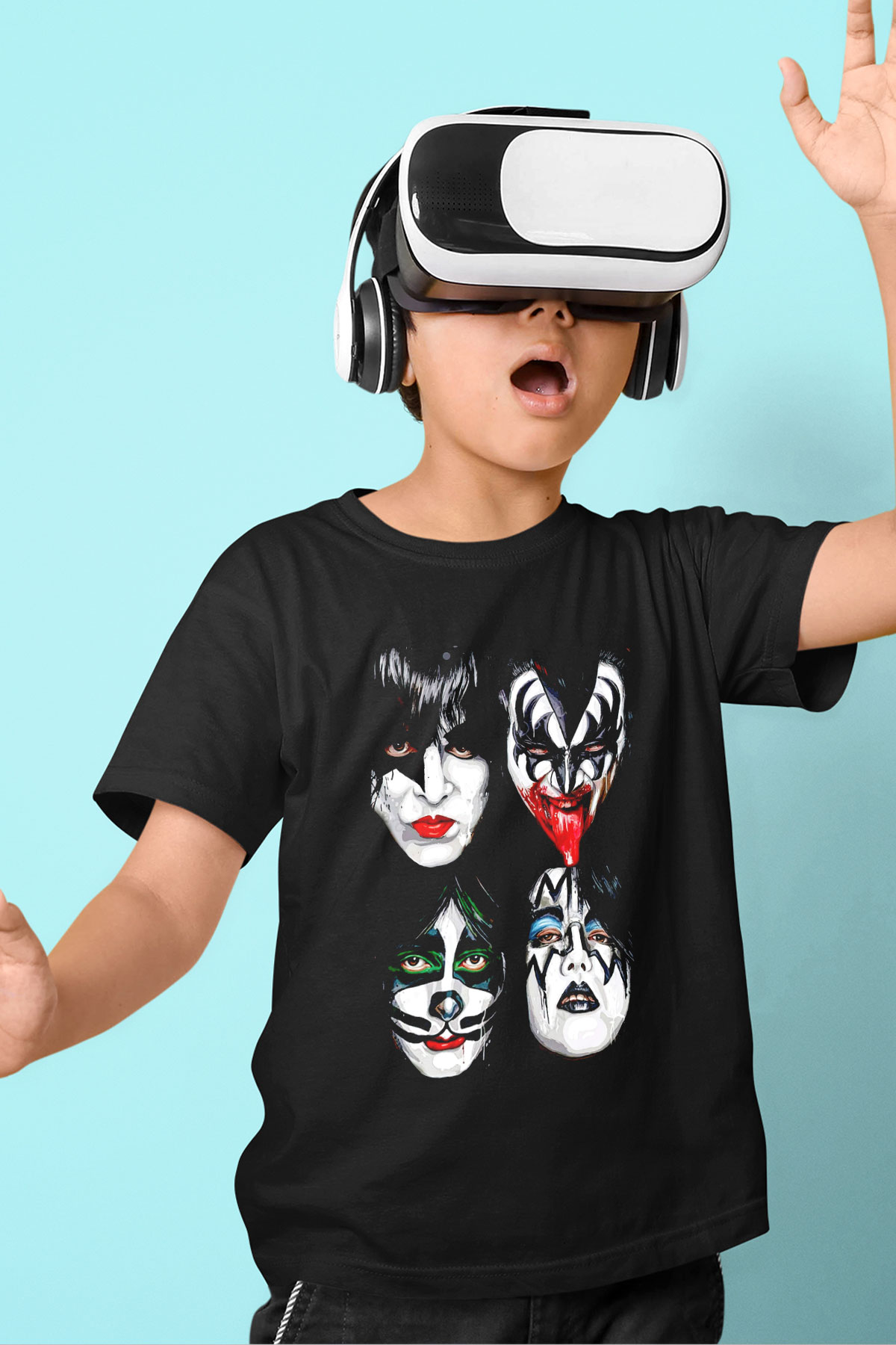 Kiss Siyah Unisex Çocuk Tişört