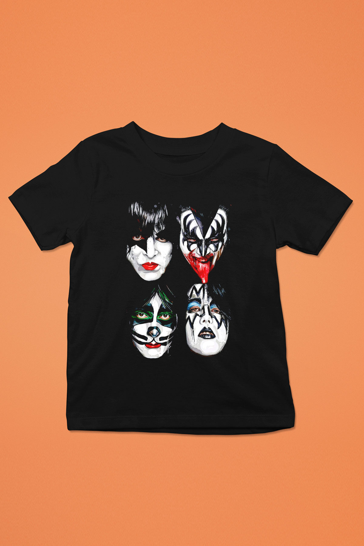 Kiss Siyah Unisex Çocuk Tişört