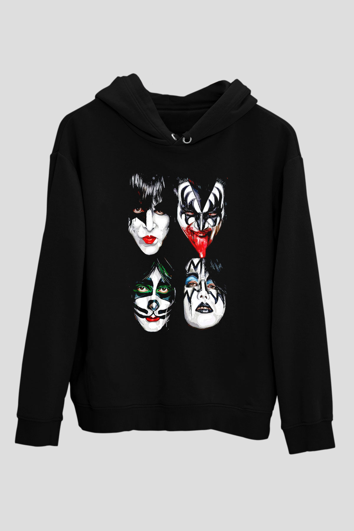 Kiss Siyah Unisex Kapüşonlu Sweatshirt