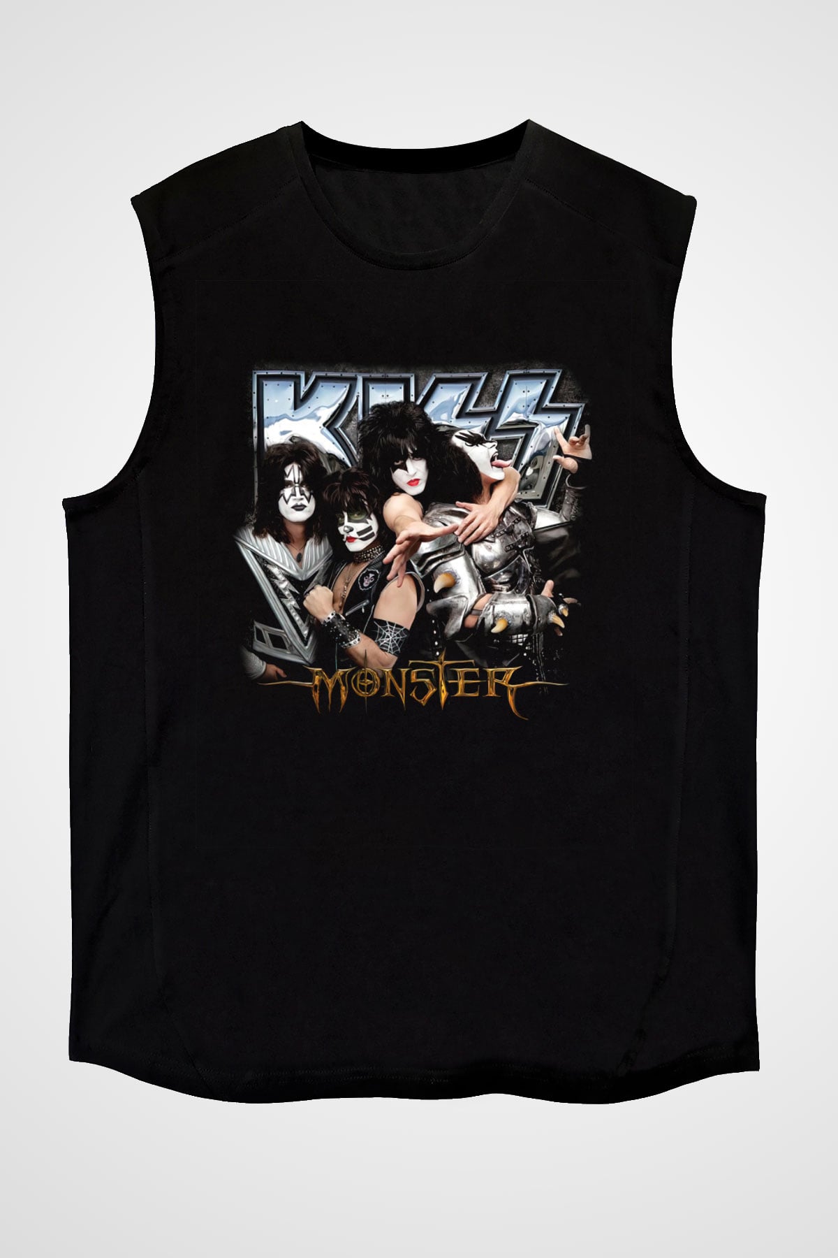 Kiss Siyah Unisex Kolsuz Tişört