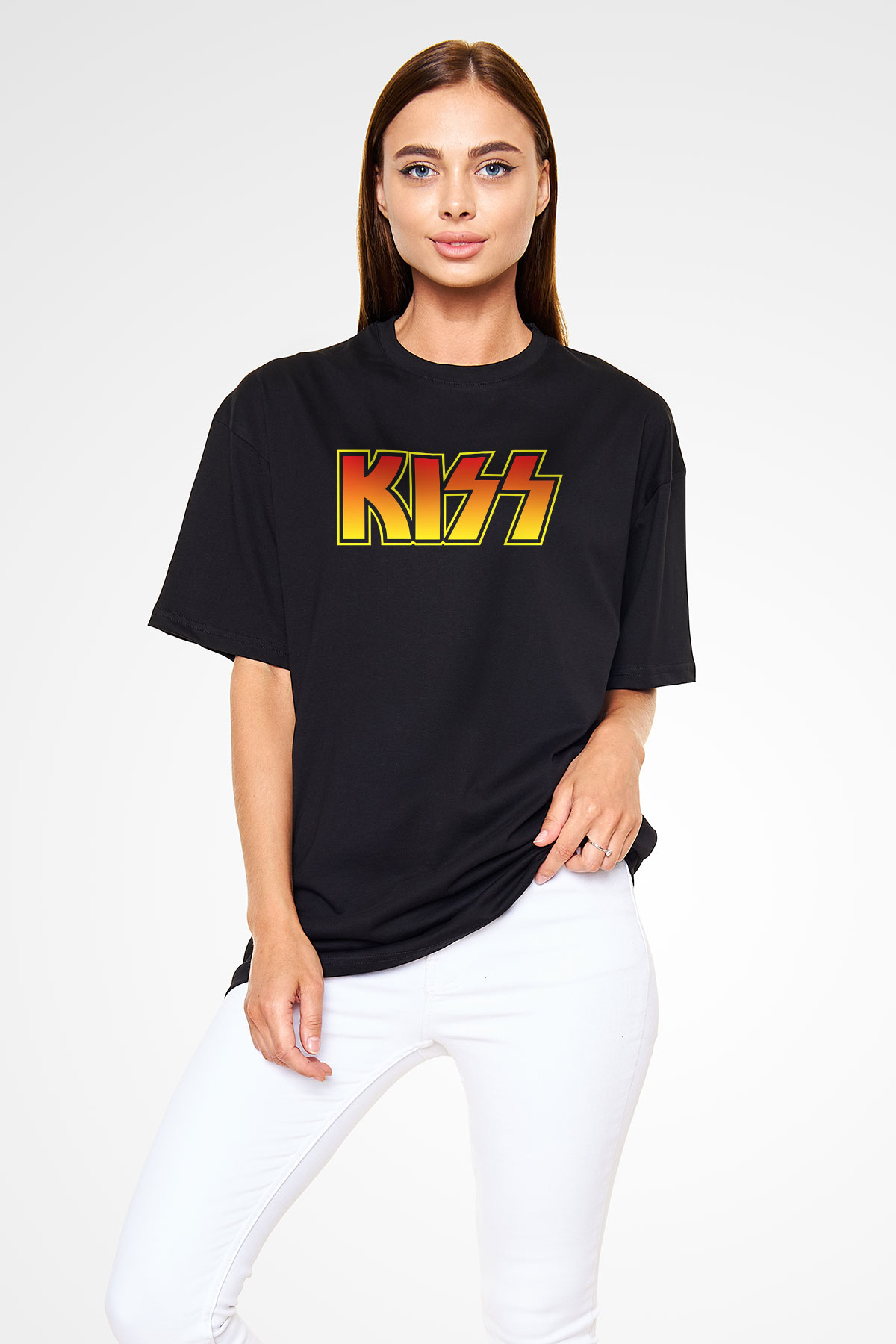 Kiss Siyah Unisex Oversize Tişört T-Shirt