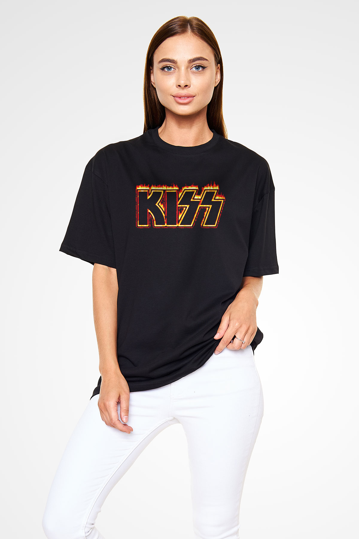 Kiss Siyah Unisex Oversize Tişört T-Shirt