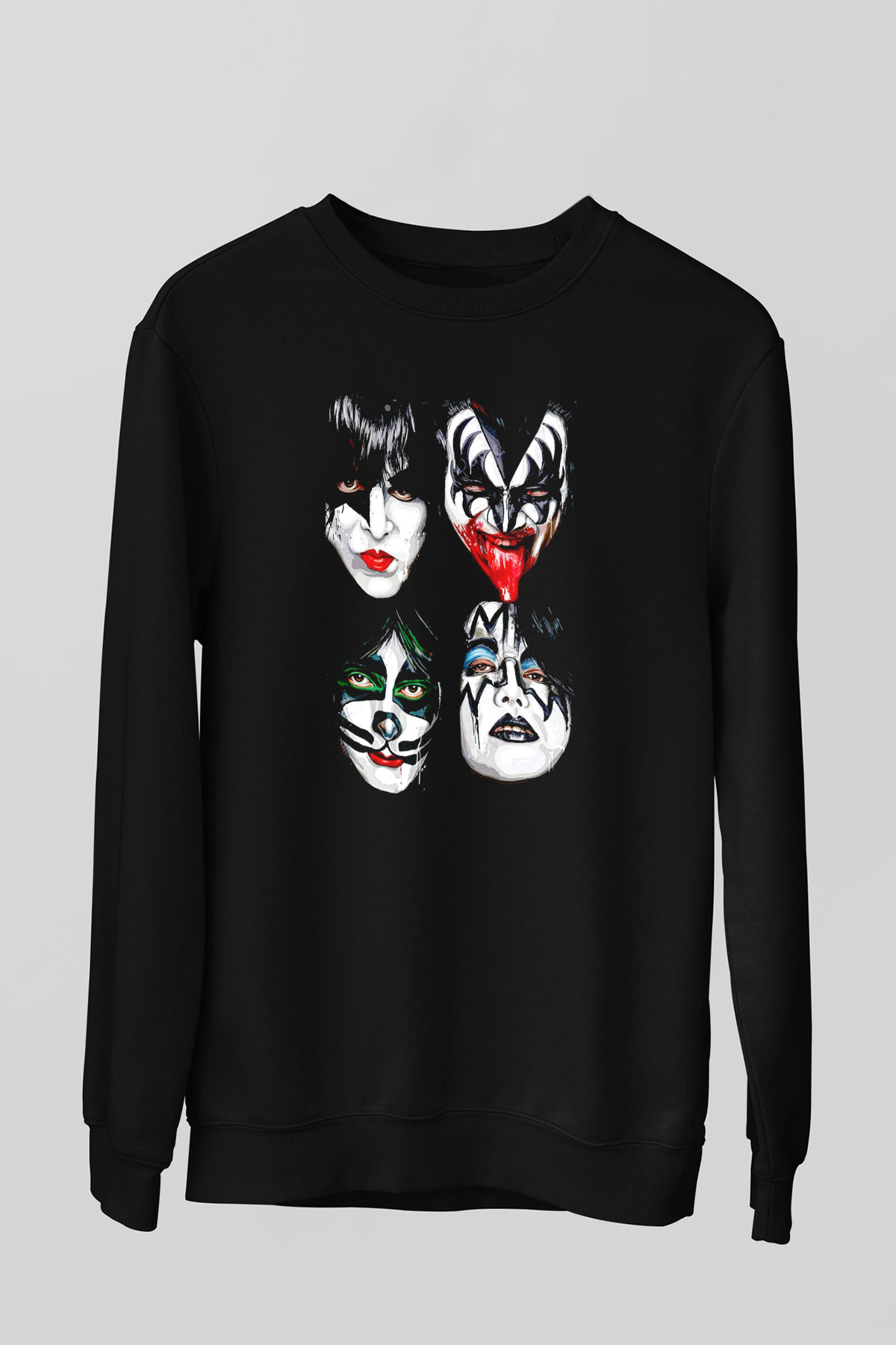 Kiss Siyah Unisex Sweatshirt