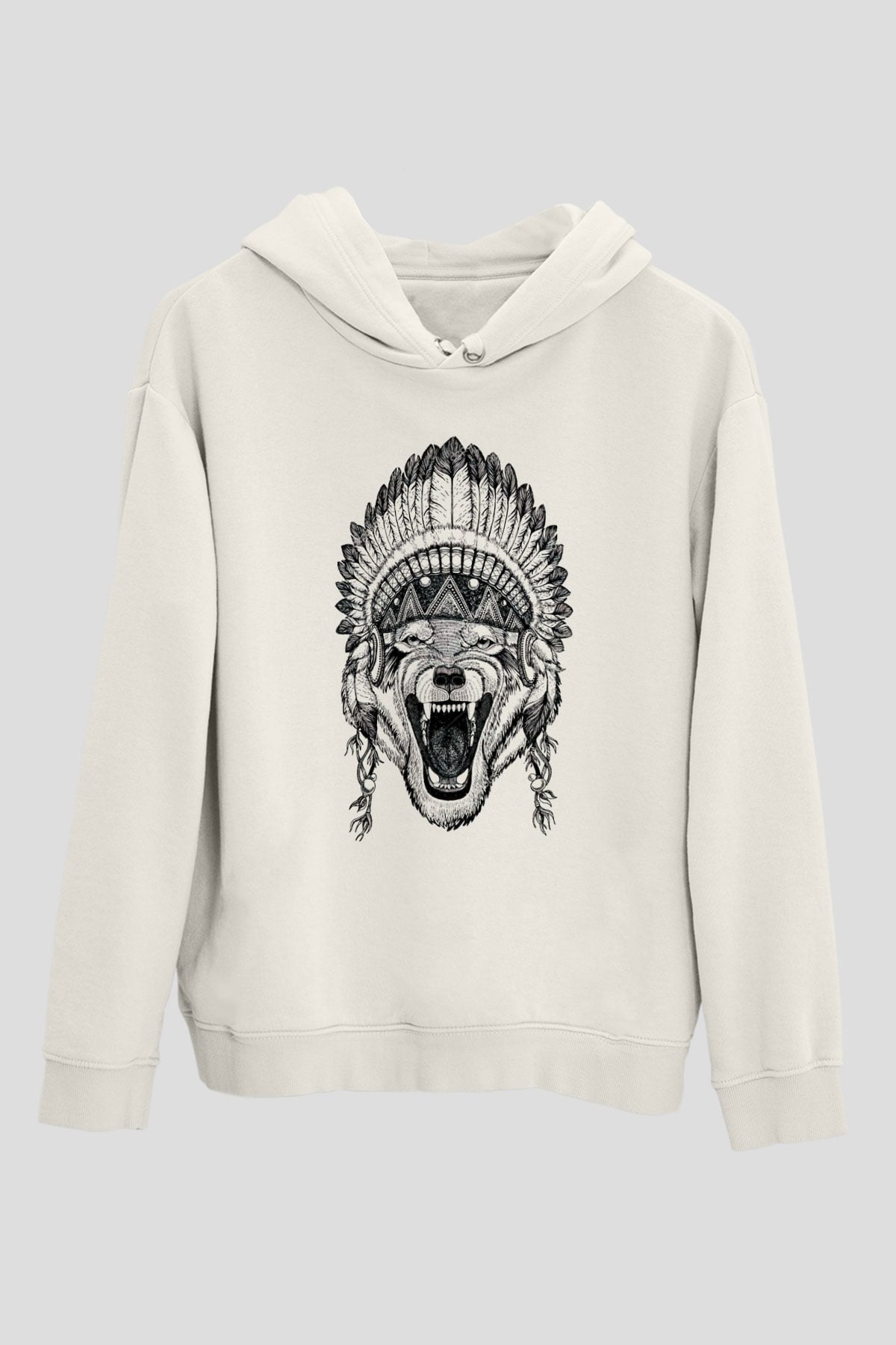 Kızılderili KurtBeyaz  Unisex Hoodie