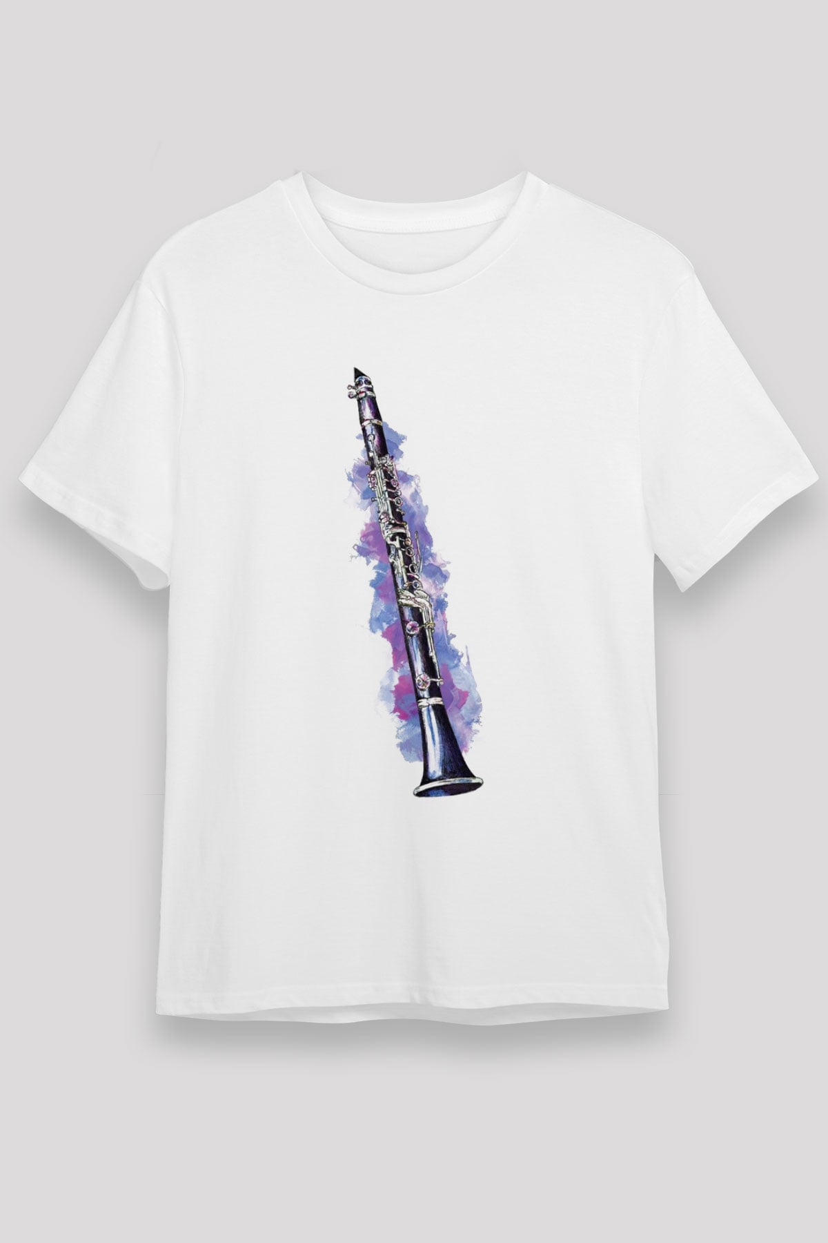 Klarnetçi Beyaz Unisex Tişört T-Shirt - TişörtFabrikası