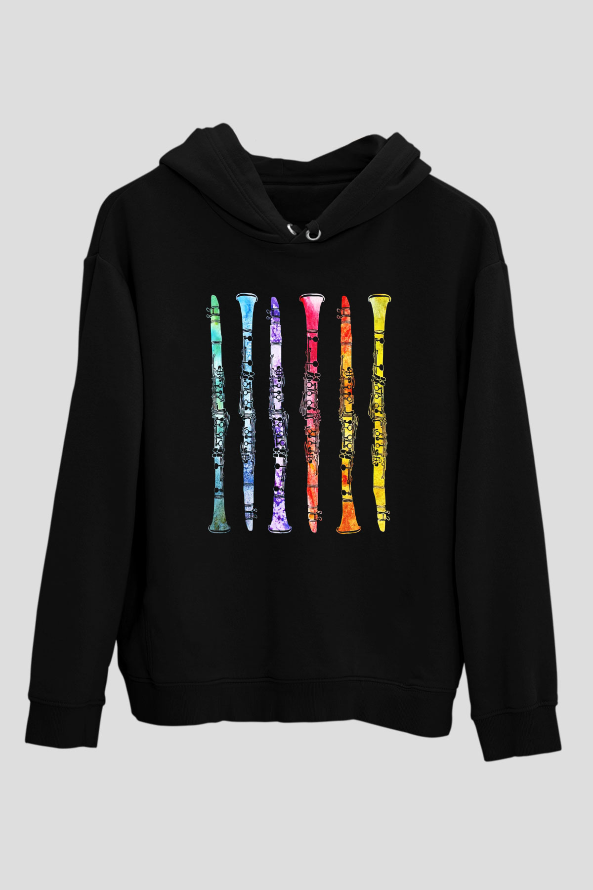 Klarnetçi Siyah Unisex Kapşonlu Sweatshirt