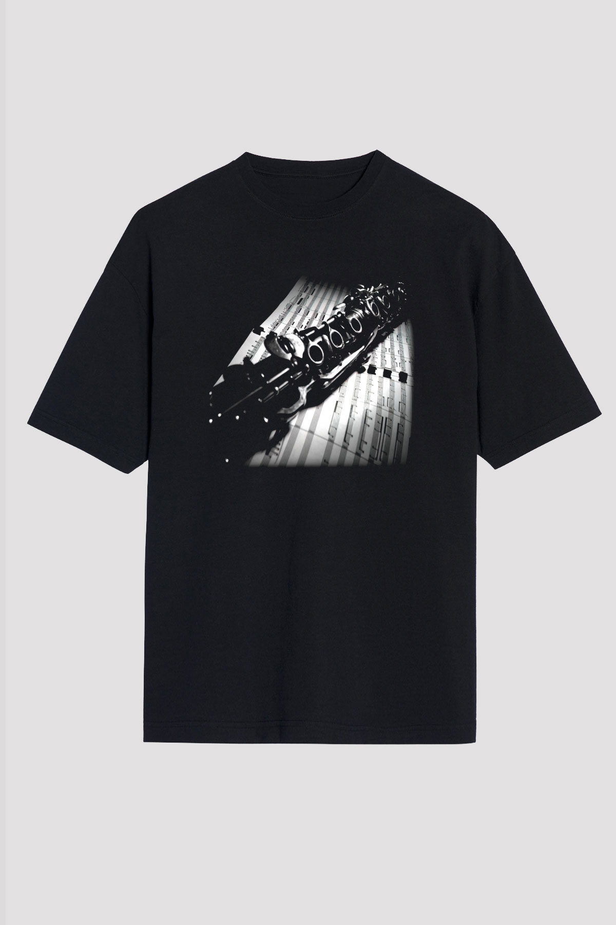 Klarnetçi Siyah Unisex Oversize Tişört T-Shirt
