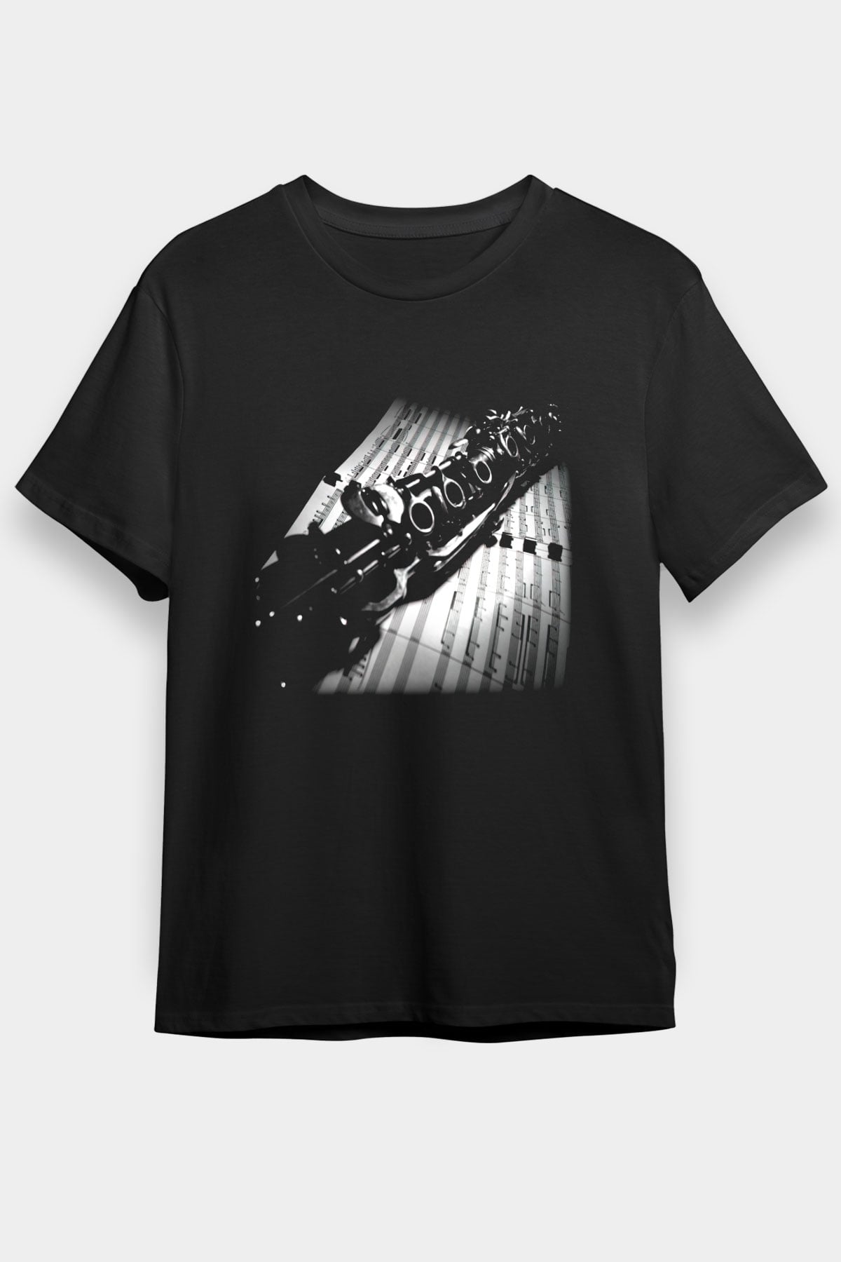 Klarnetçi Siyah Unisex Tişört T-Shirt - TişörtFabrikası