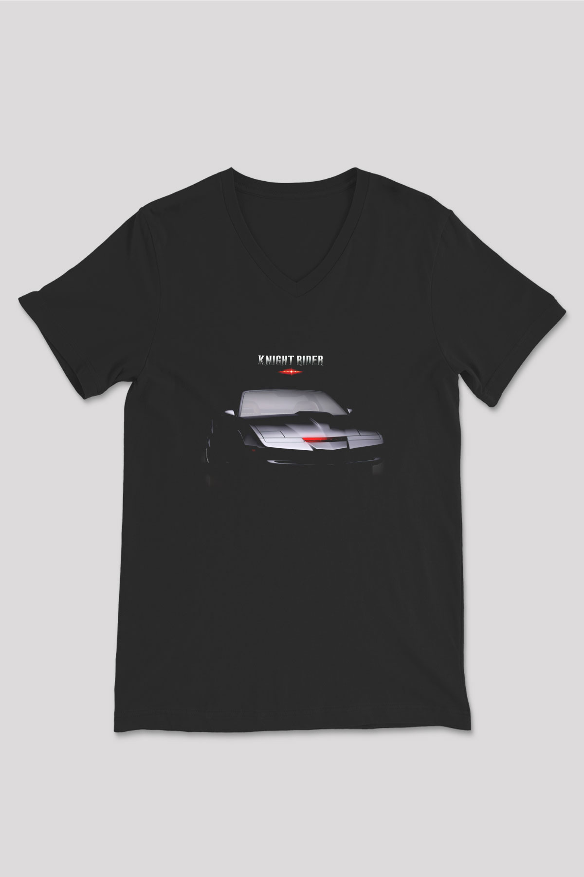 Knight Rider Siyah Unisex V Yaka Tişört