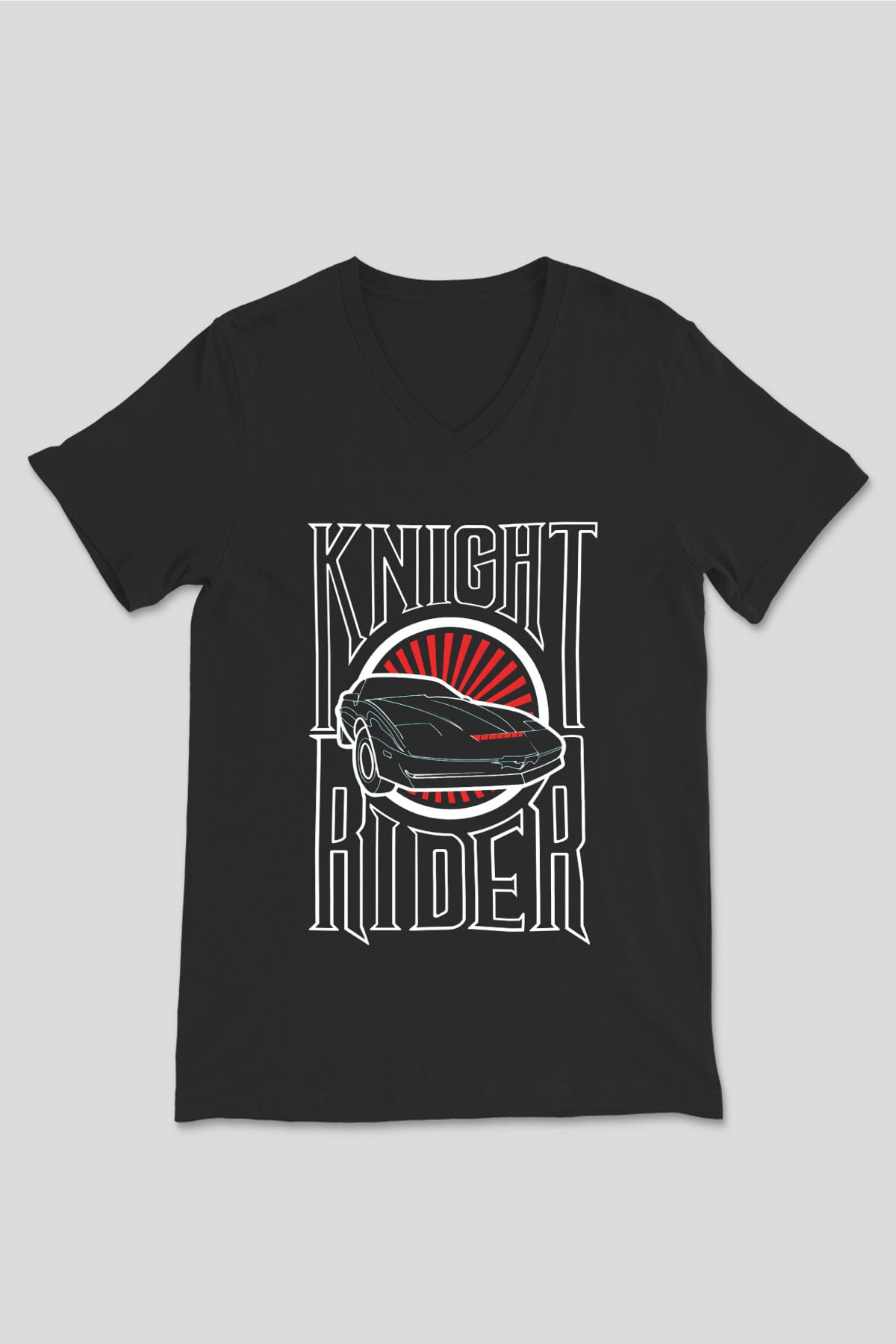 Knight Rider Siyah Unisex  V Yaka Tişört