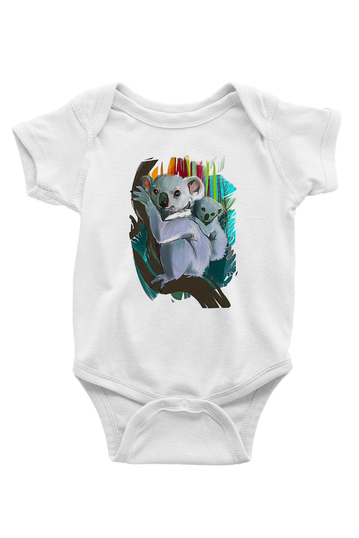 Koala Baskılı Beyaz Unisex Bebek Body - Zıbın