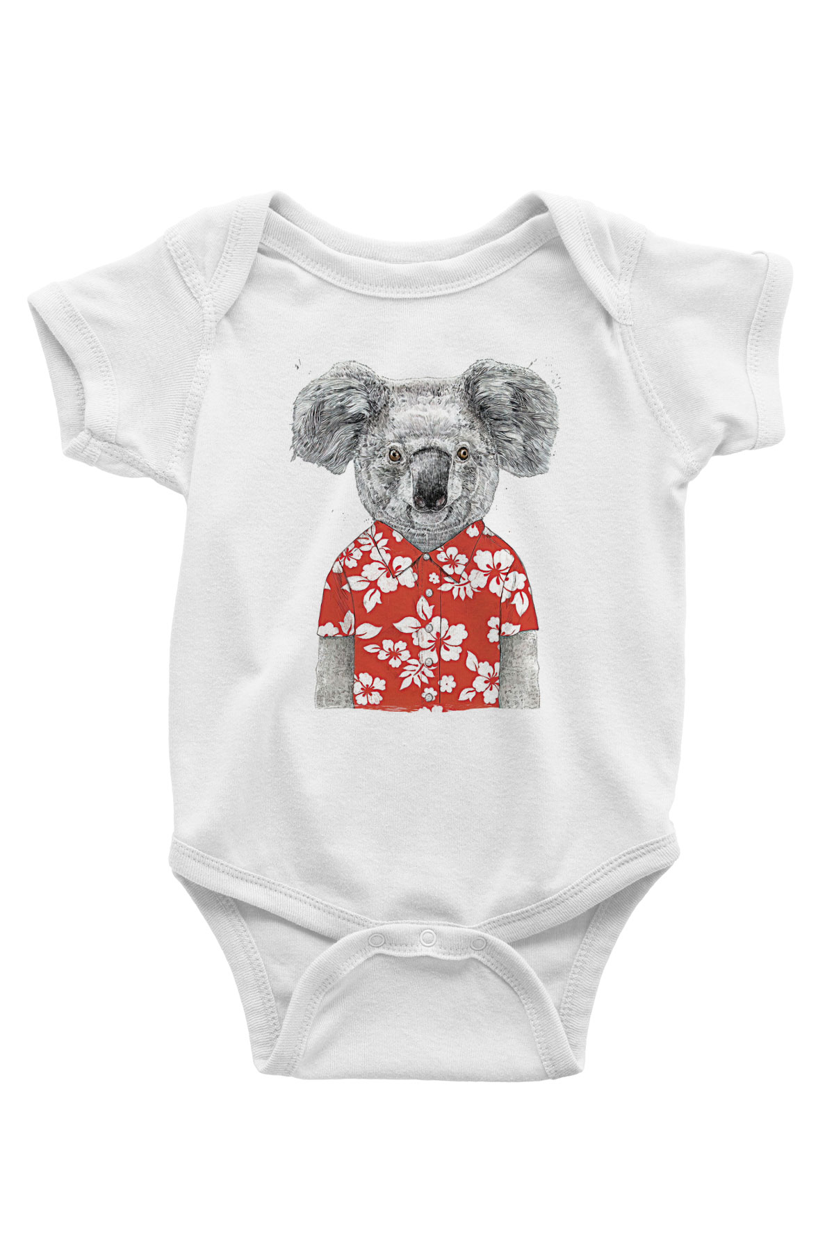 Koala Baskılı Beyaz Unisex Bebek Body - Zıbın
