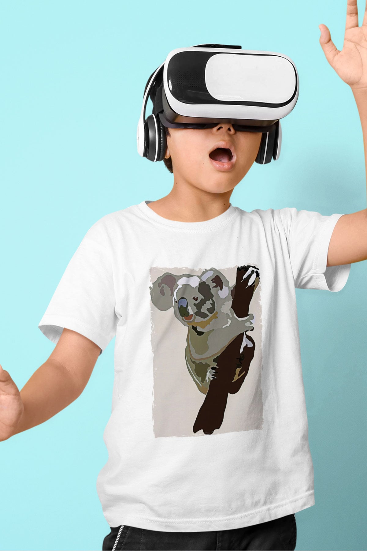 Koala Baskılı Beyaz Unisex Beyaz Çocuk Tişört - Tshirt