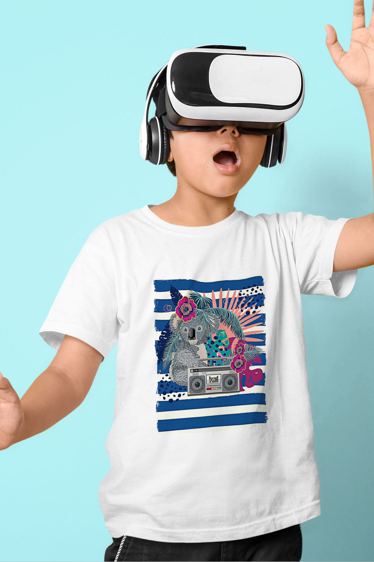 Koala Baskılı Beyaz Unisex Beyaz Çocuk Tişört - Tshirt