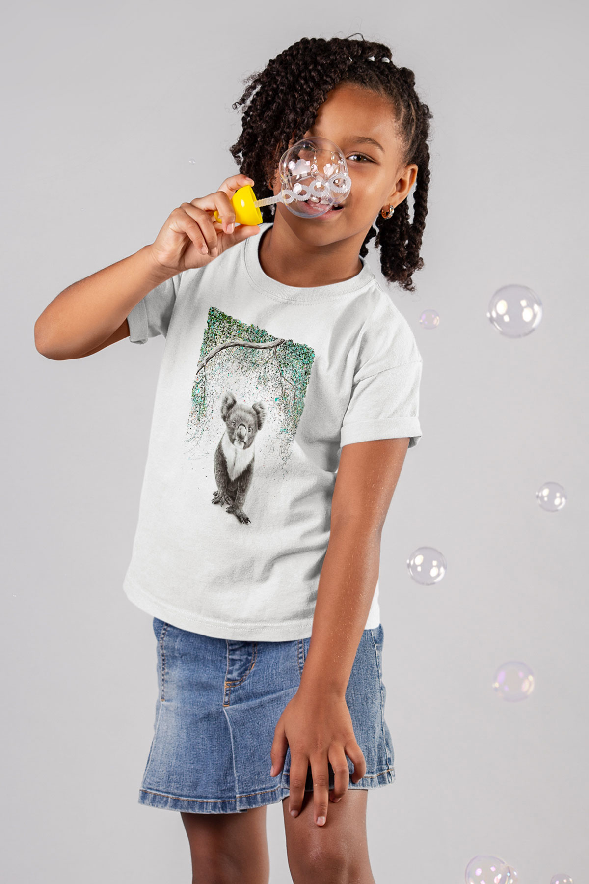 Koala Baskılı Beyaz Unisex Beyaz Çocuk Tişört - Tshirt