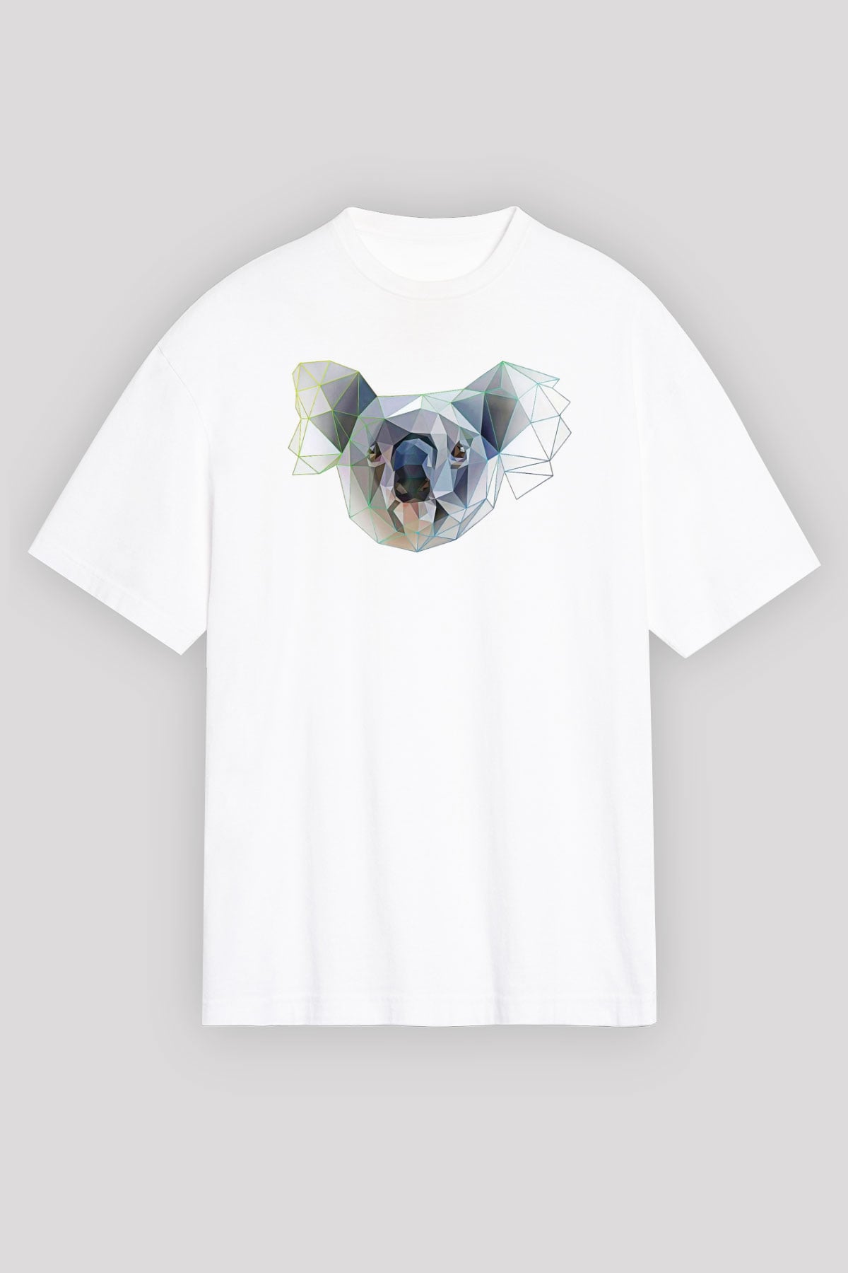 Koala Baskılı Beyaz Unisex Oversize Tişört - Tshirt
