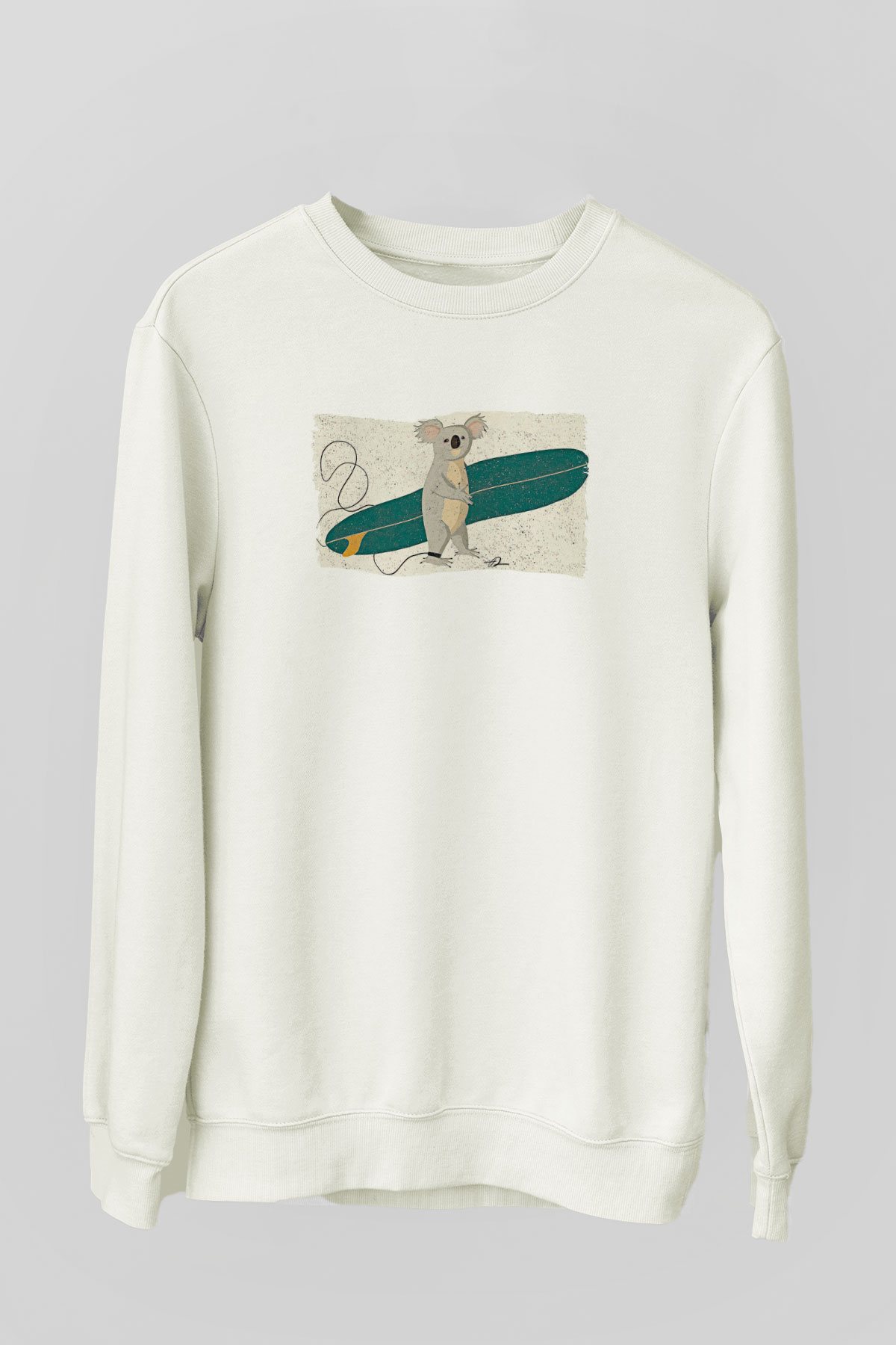 Koala Baskılı Beyaz Unisex Sweatshirt