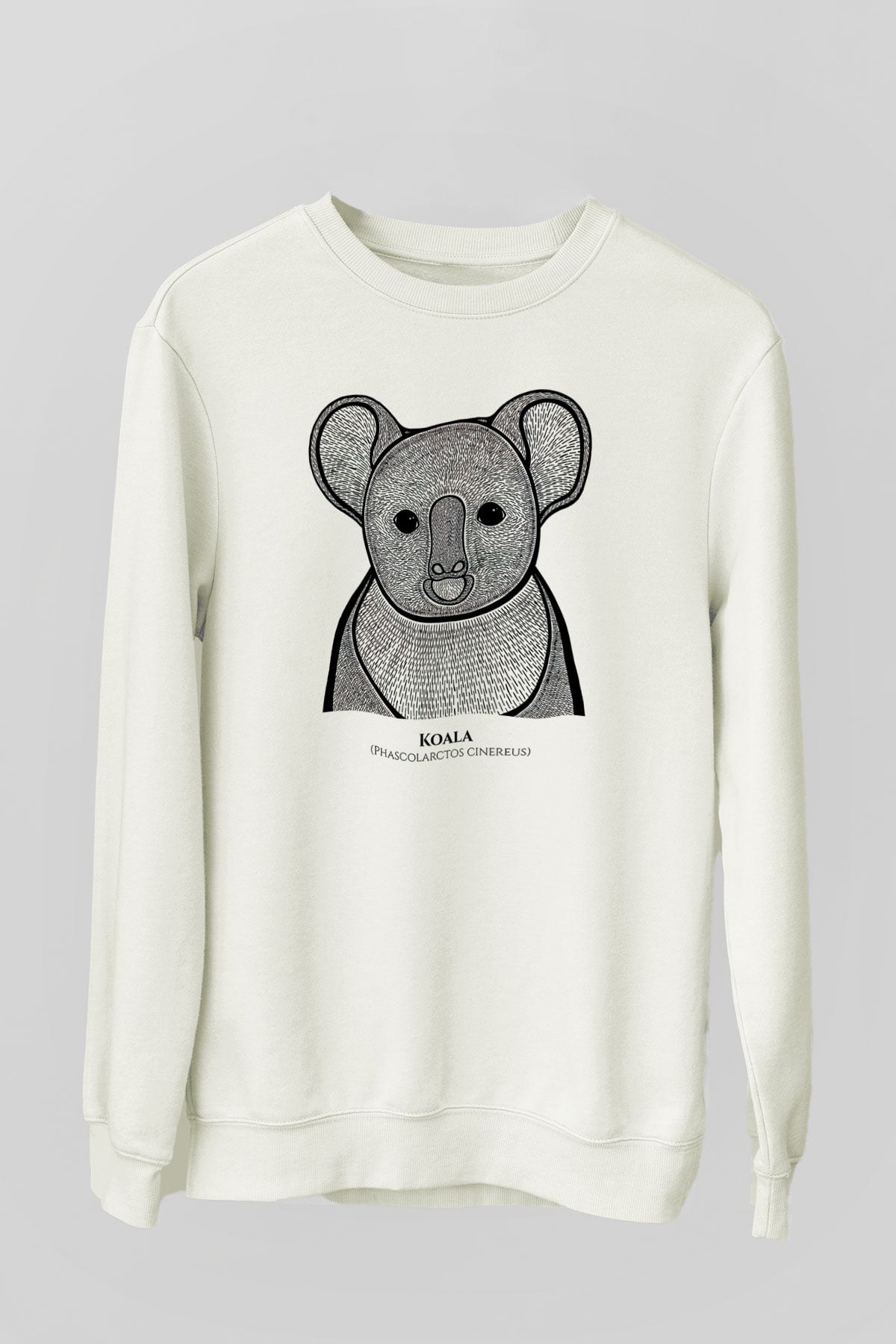 Koala Baskılı Beyaz Unisex Sweatshirt