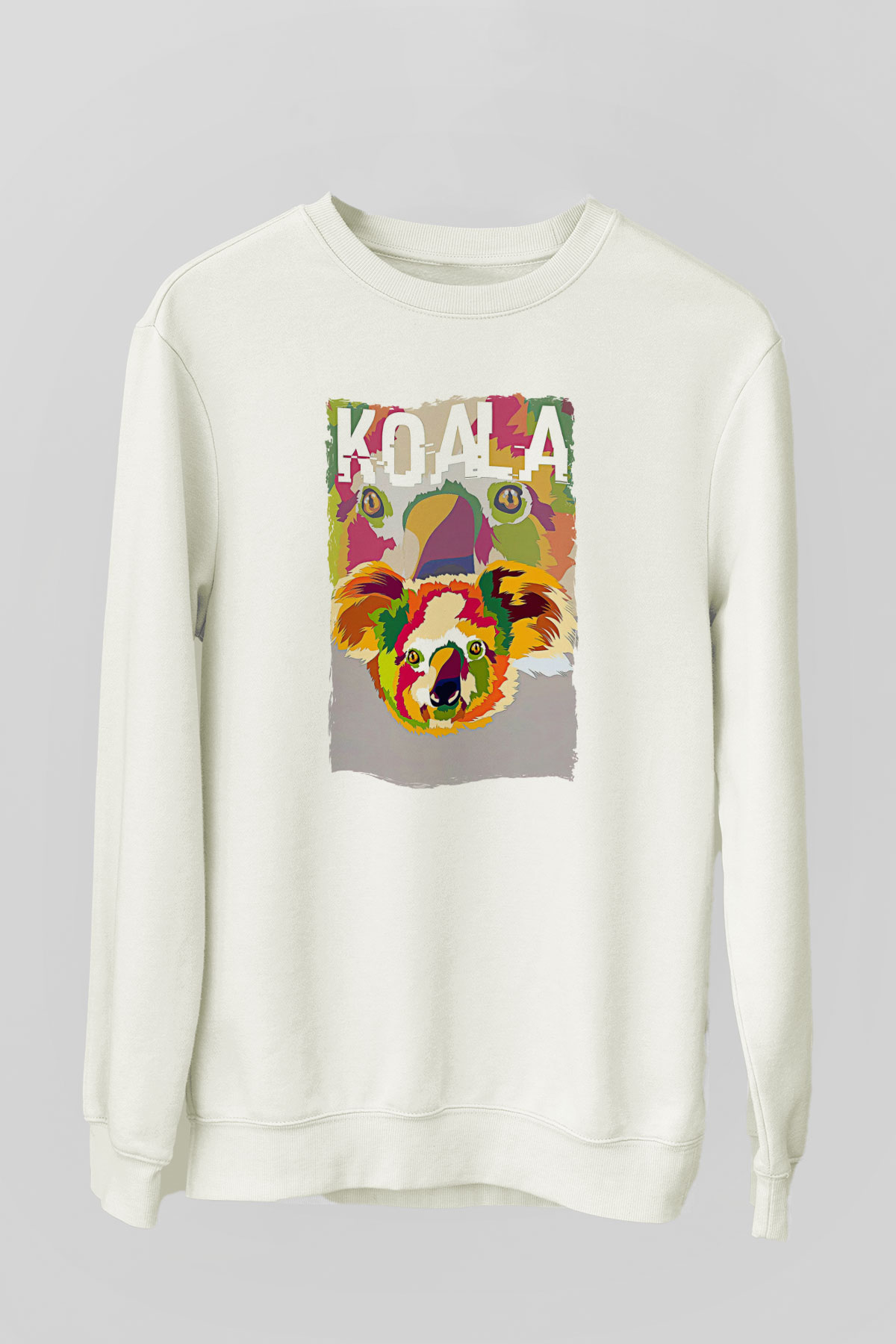Koala Baskılı Beyaz Unisex Sweatshirt