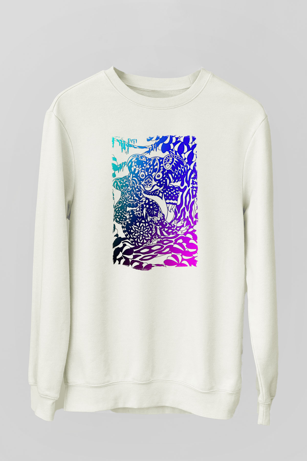 Koala Baskılı Beyaz Unisex Sweatshirt