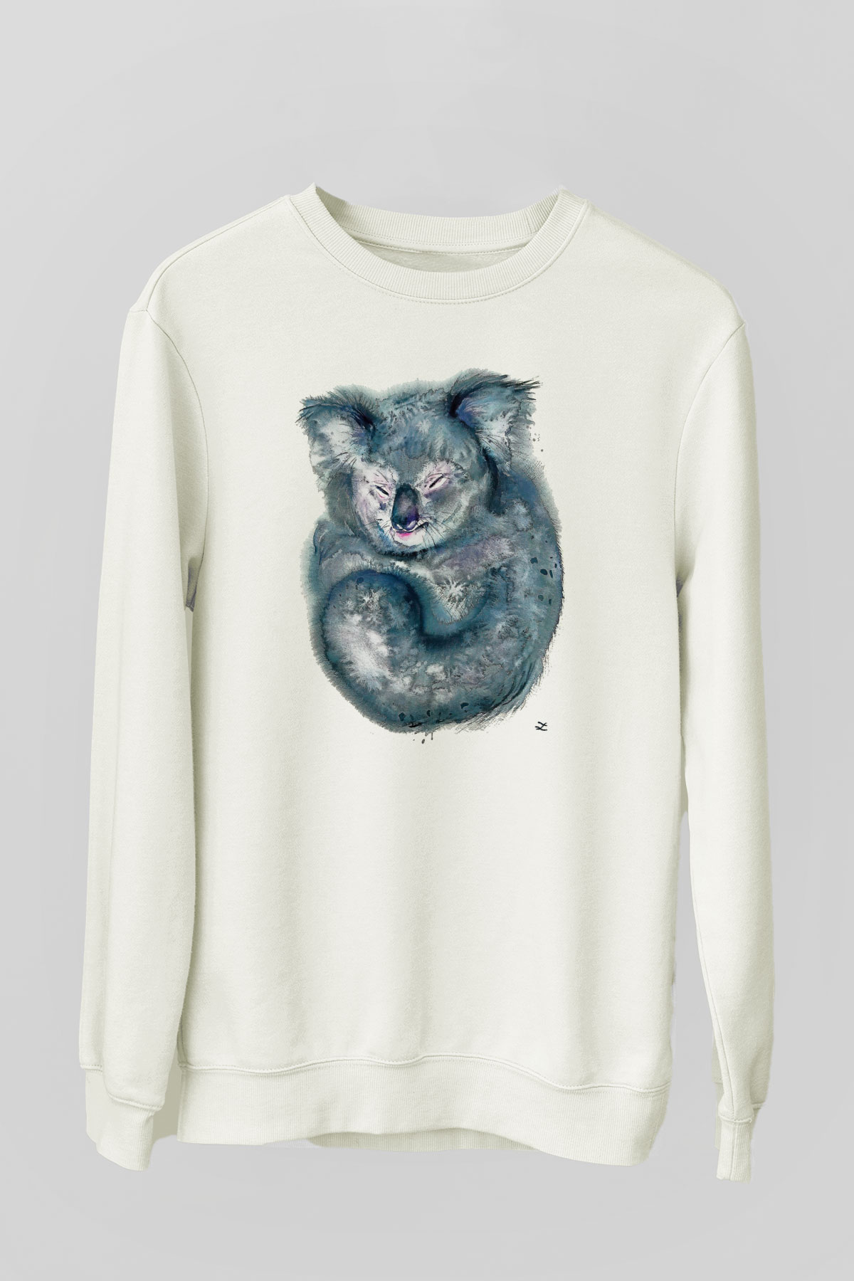 Koala Baskılı Beyaz Unisex Sweatshirt