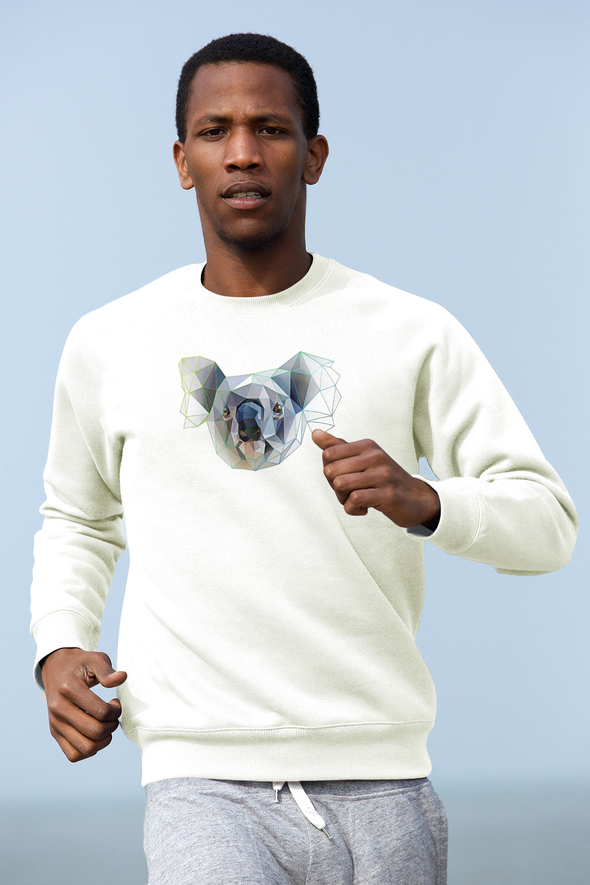 Koala Baskılı Beyaz Unisex Sweatshirt
