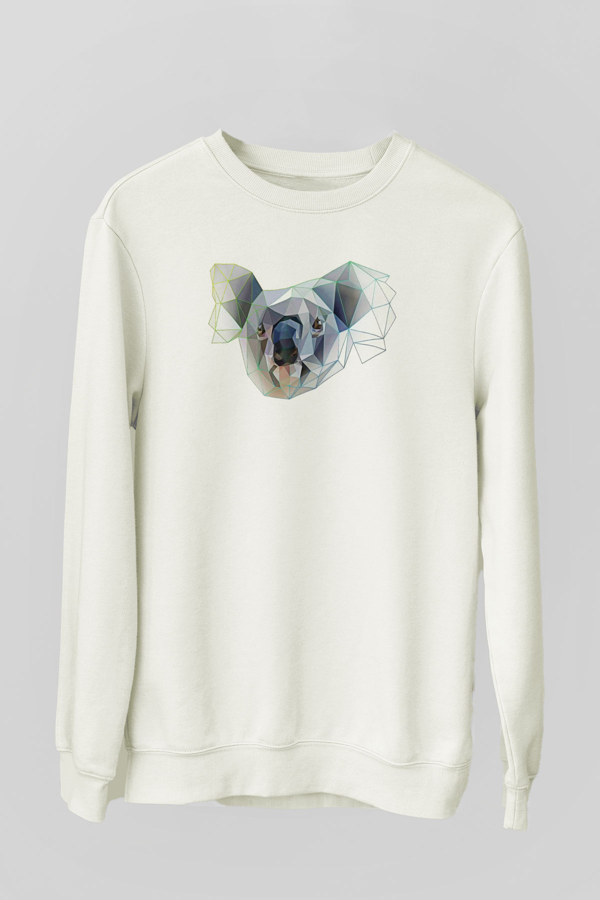 Koala Baskılı Beyaz Unisex Sweatshirt