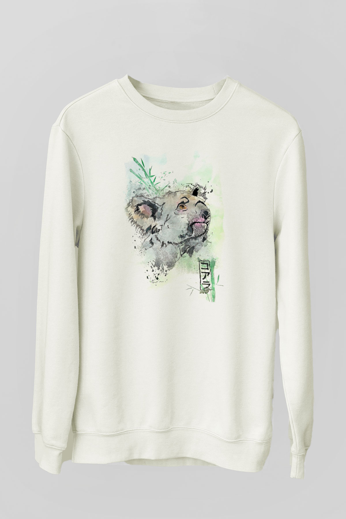 Koala Baskılı Beyaz Unisex Sweatshirt