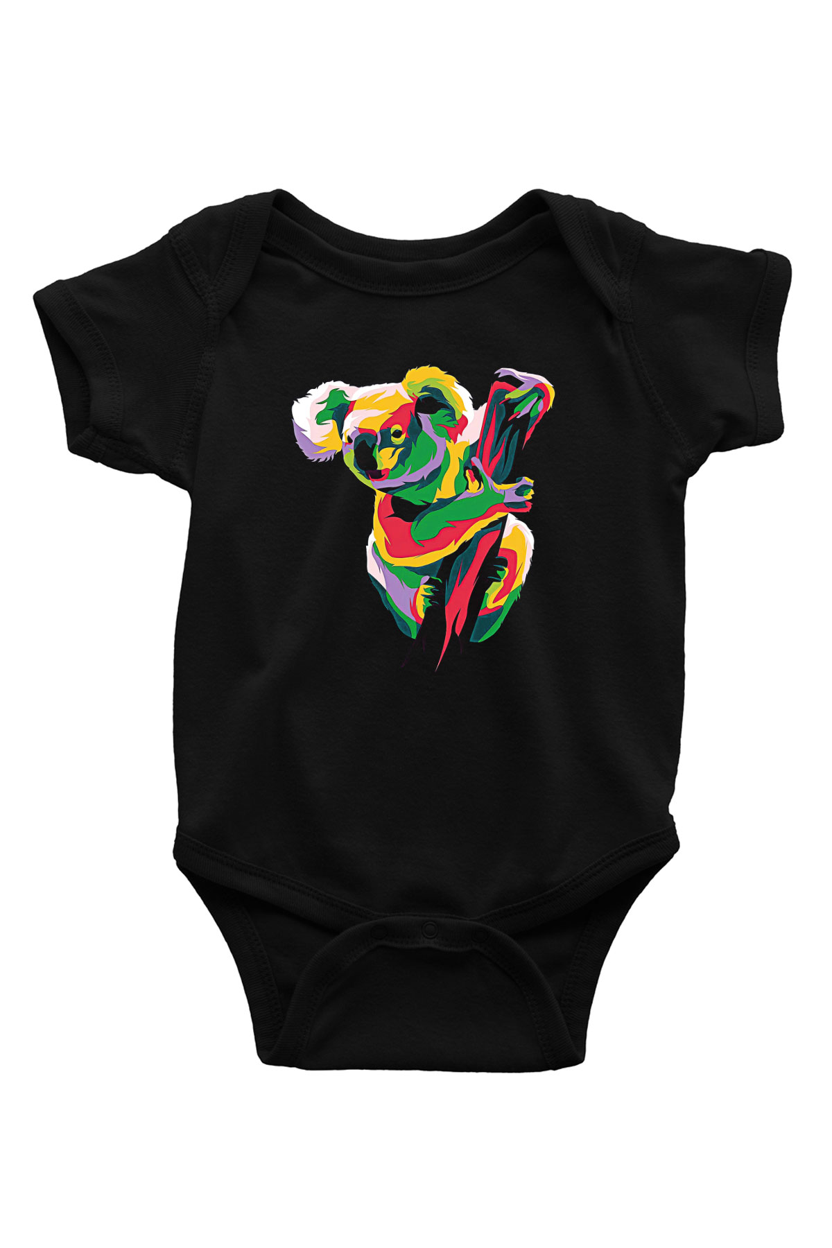 Koala Baskılı Unisex Siyah Bebek Body - Zıbın