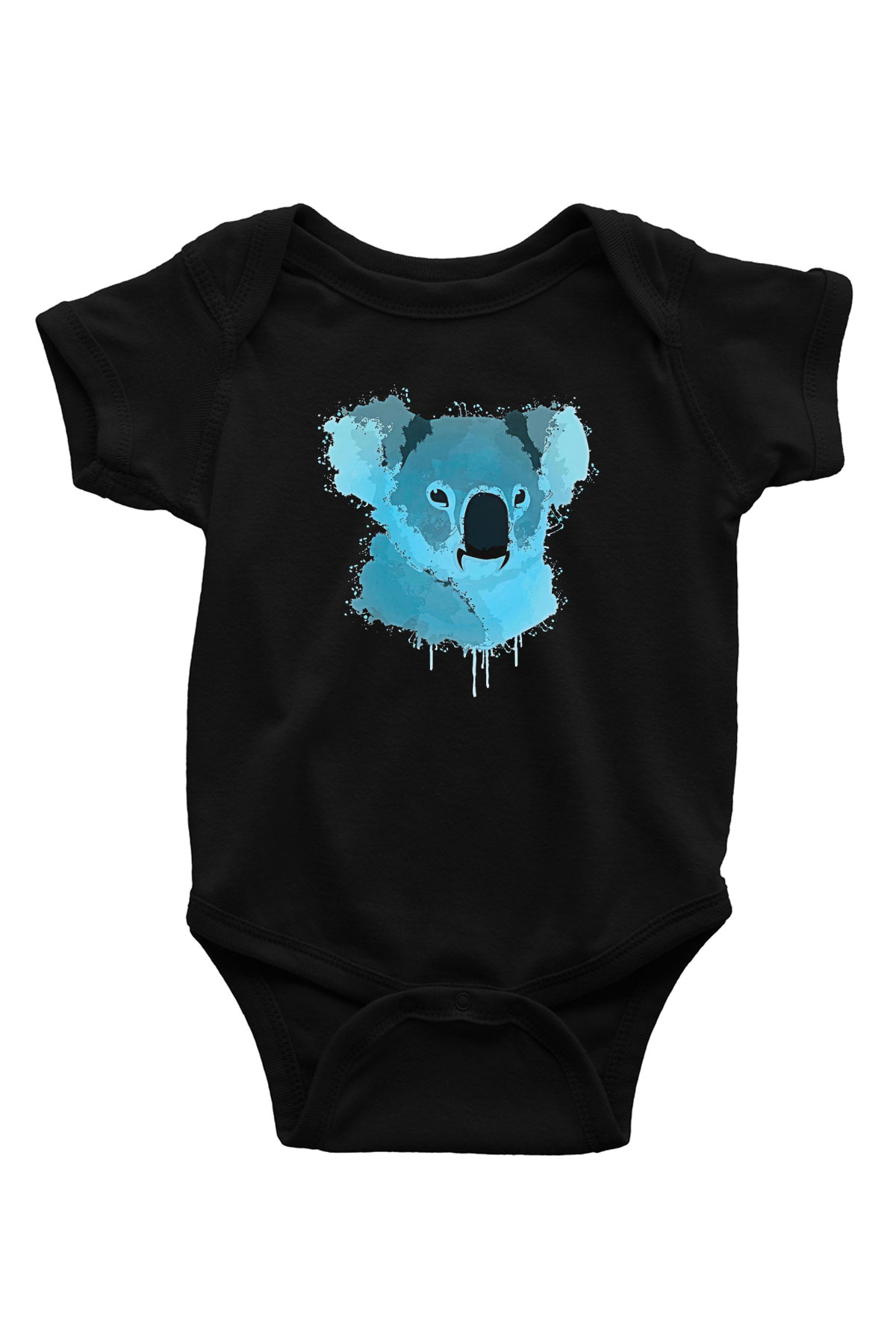 Koala Baskılı Unisex Siyah Bebek Body - Zıbın