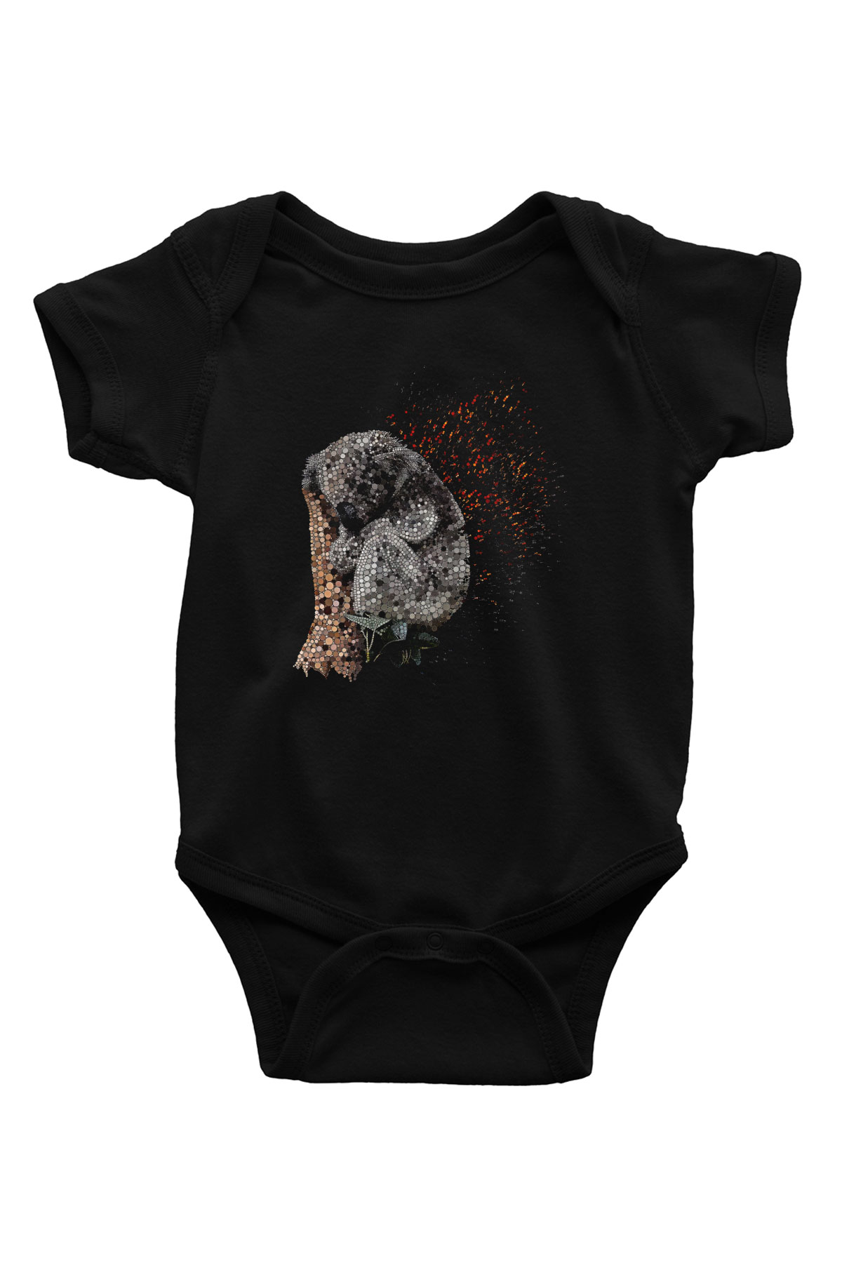Koala Baskılı Unisex Siyah Bebek Body - Zıbın
