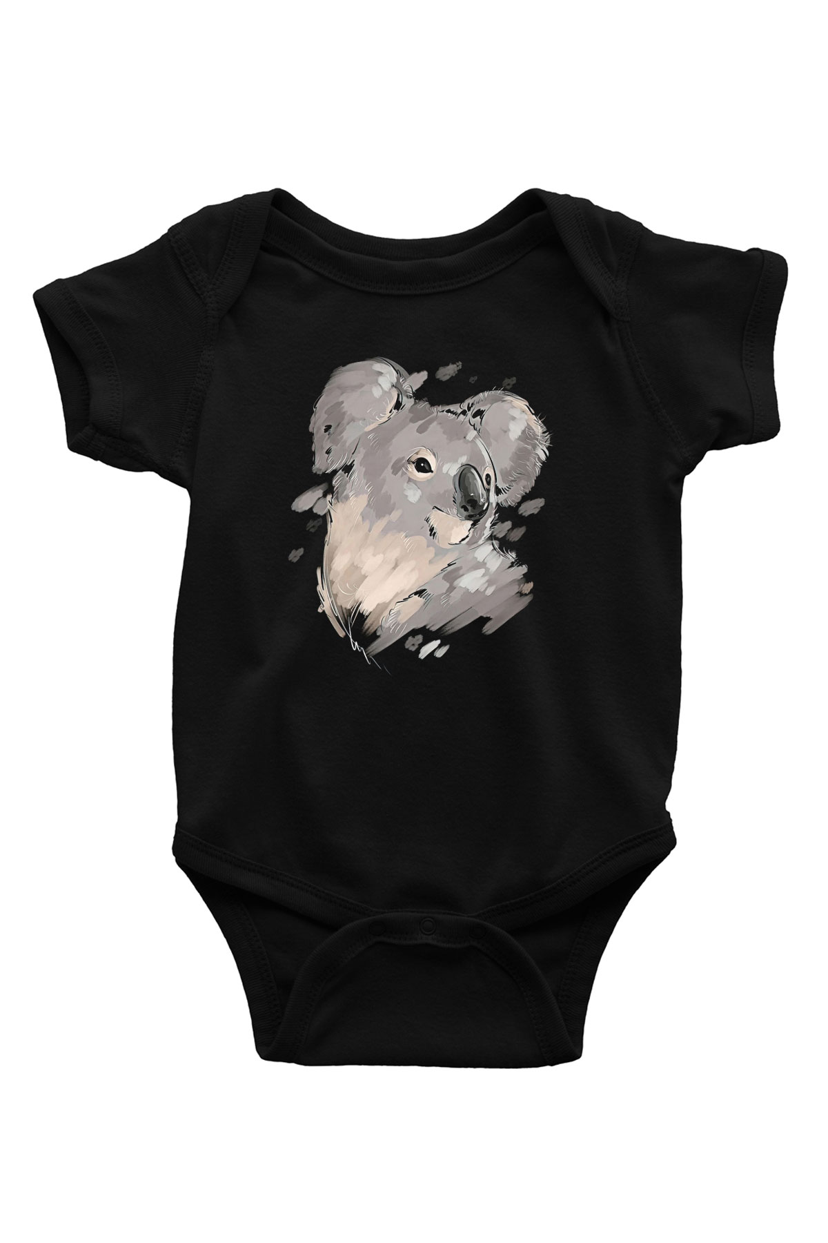 Koala Baskılı Unisex Siyah Bebek Body - Zıbın