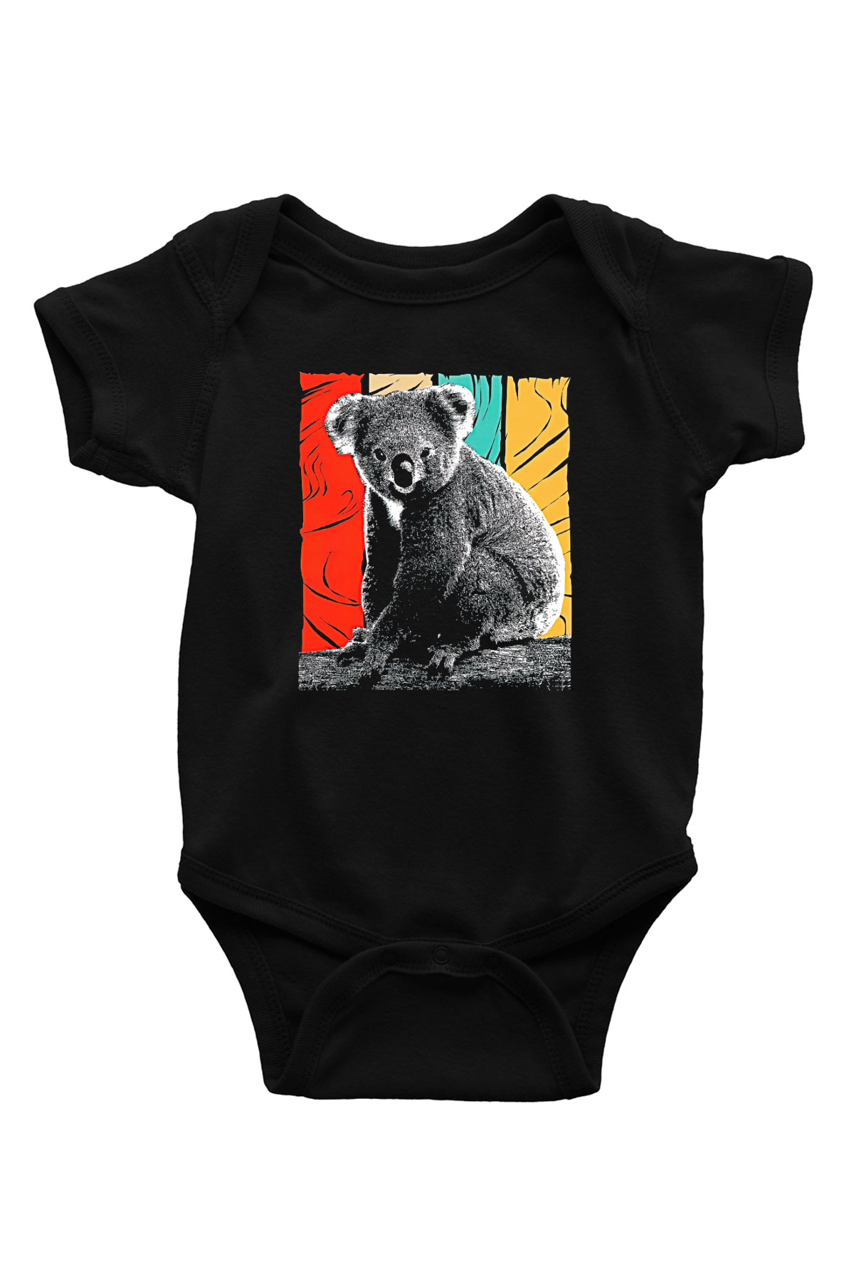 Koala Baskılı Unisex Siyah Bebek Body - Zıbın