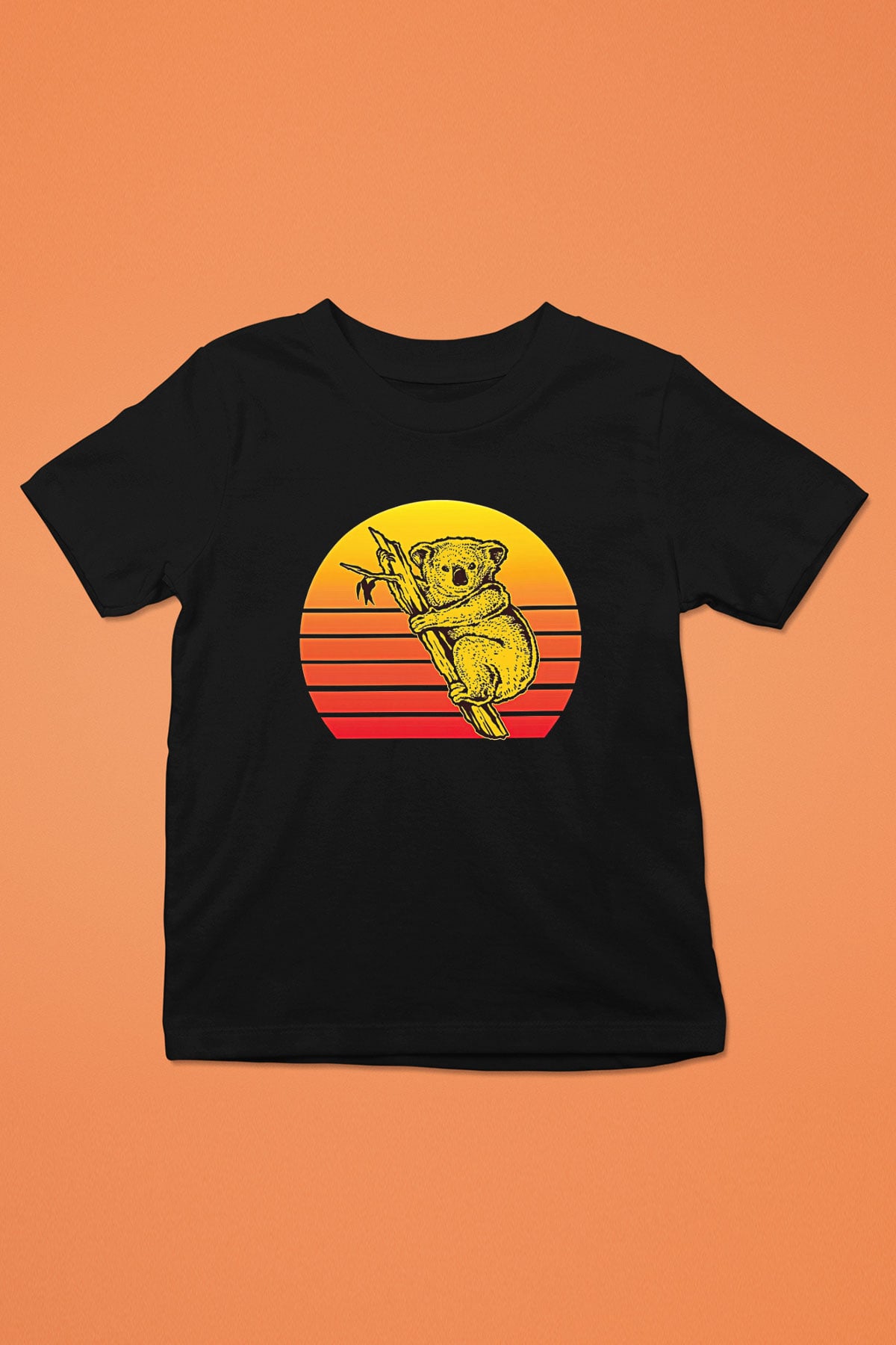 Koala Baskılı Unisex Siyah Çocuk Tişört - Tshirt