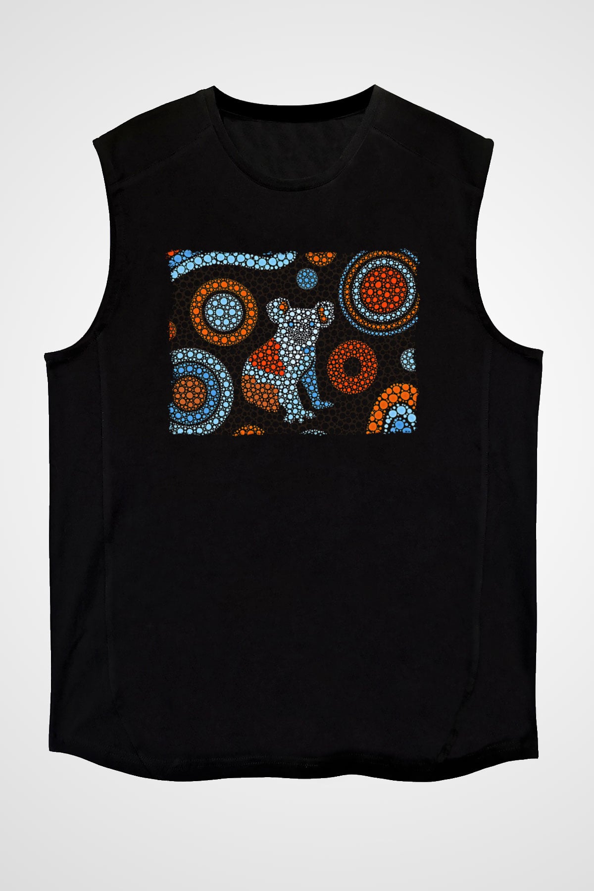 Koala Baskılı Unisex Siyah Kolsuz Tişört - Tshirt