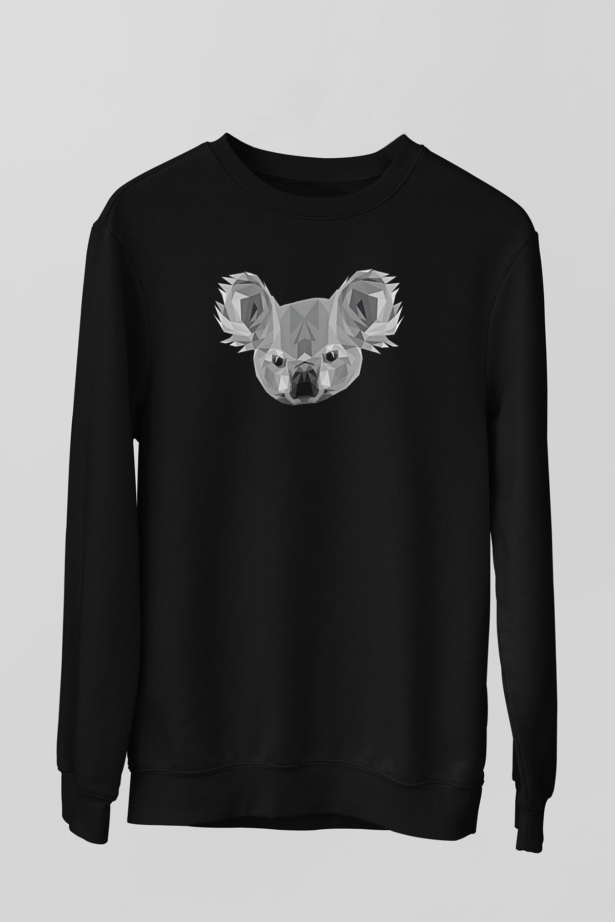 Koala Baskılı Unisex Siyah Sweatshirt