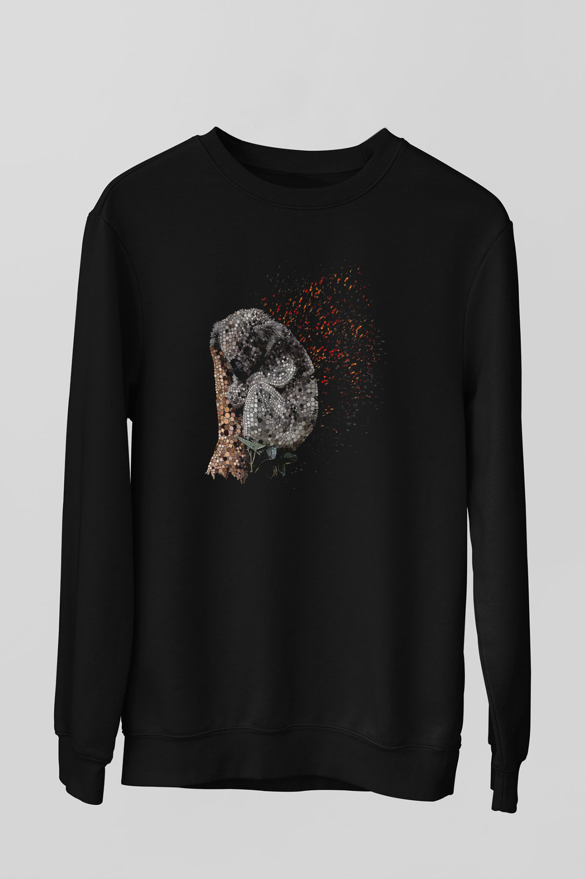 Koala Baskılı Unisex Siyah Sweatshirt